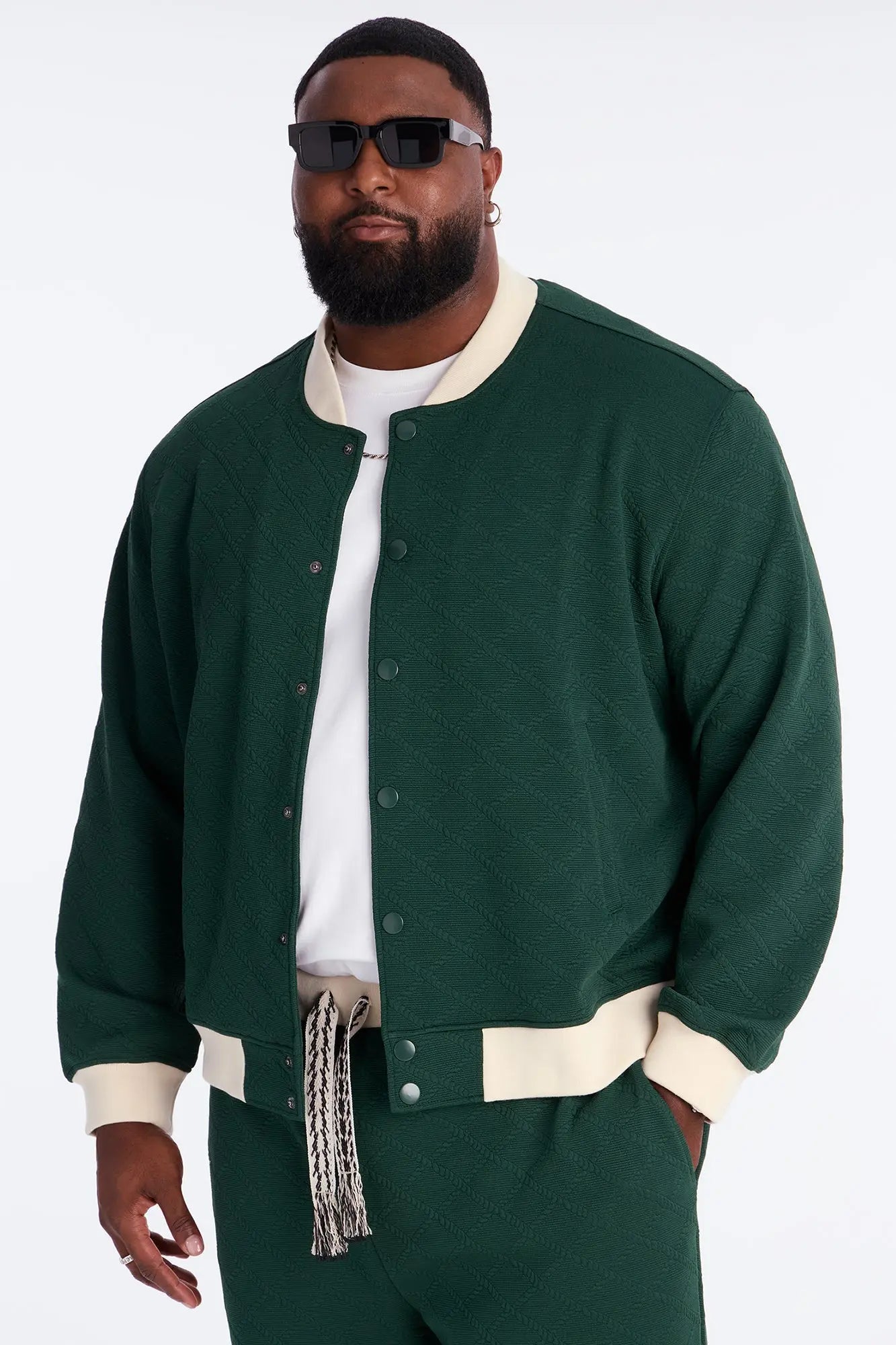 Duke Textured Bomber Jacket - Green