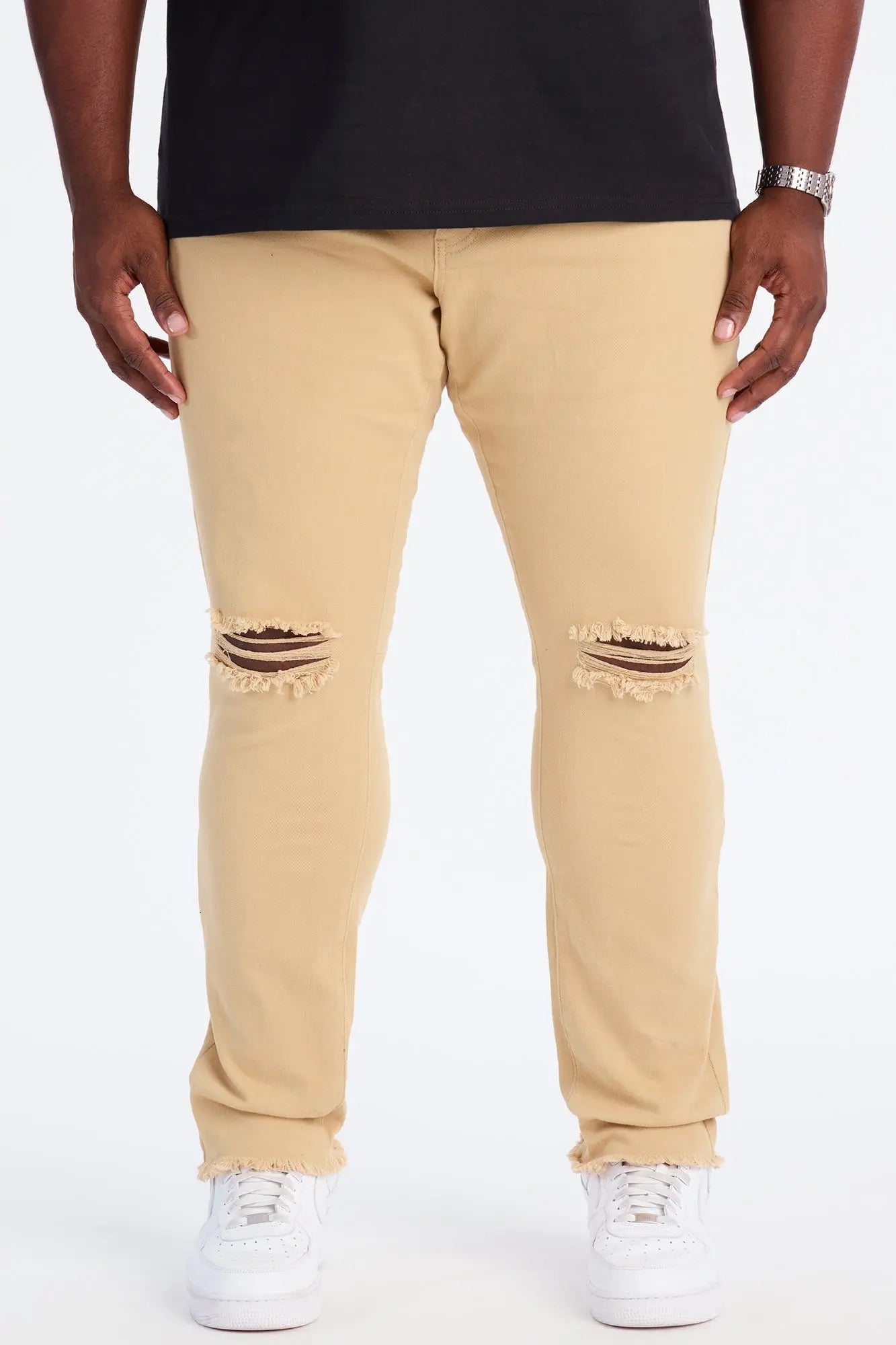 Stacked Skinny Staying Busy Distressed Pant - Khaki