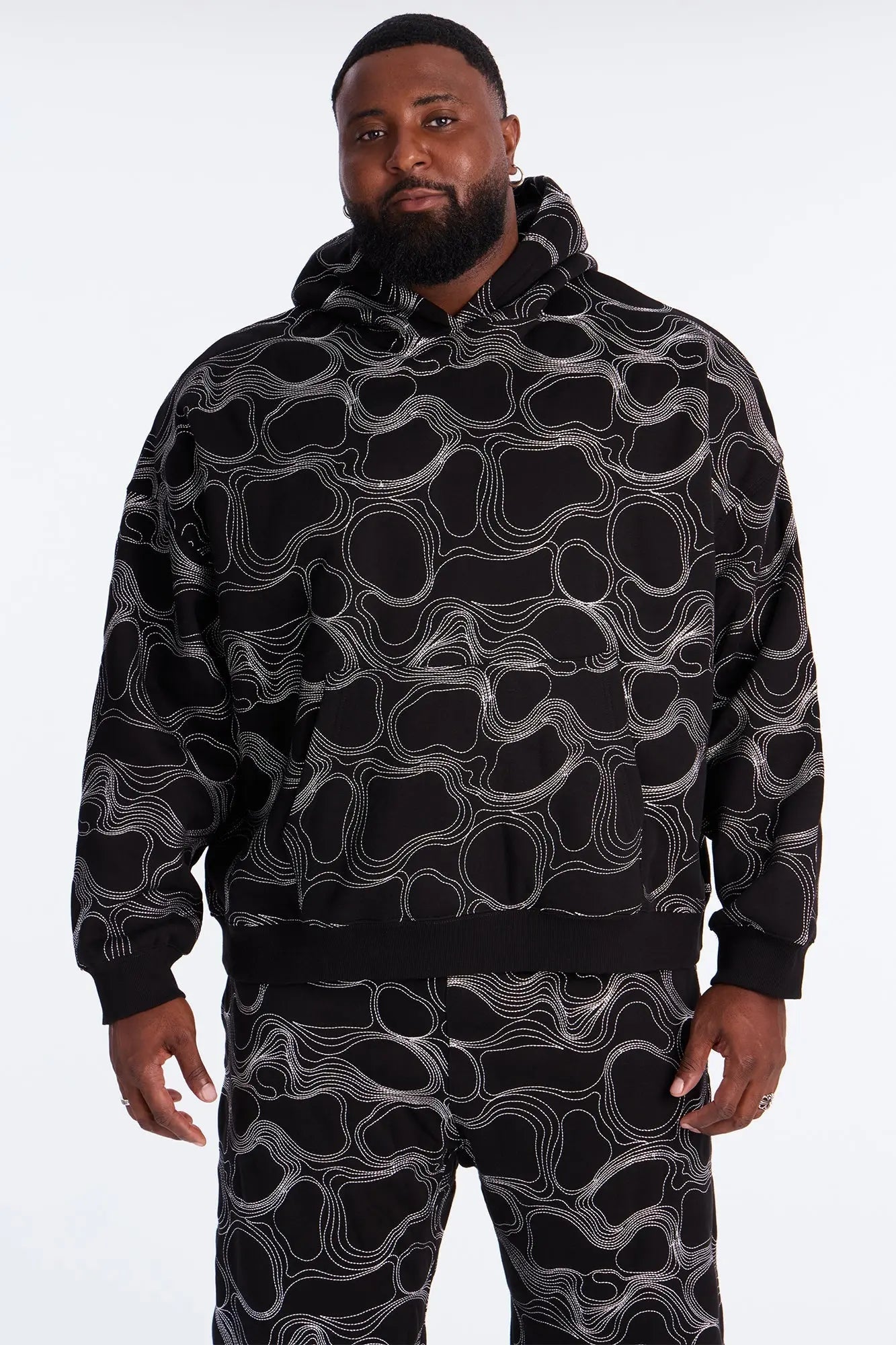 Elevation Stitch Oversized Hoodie - Black