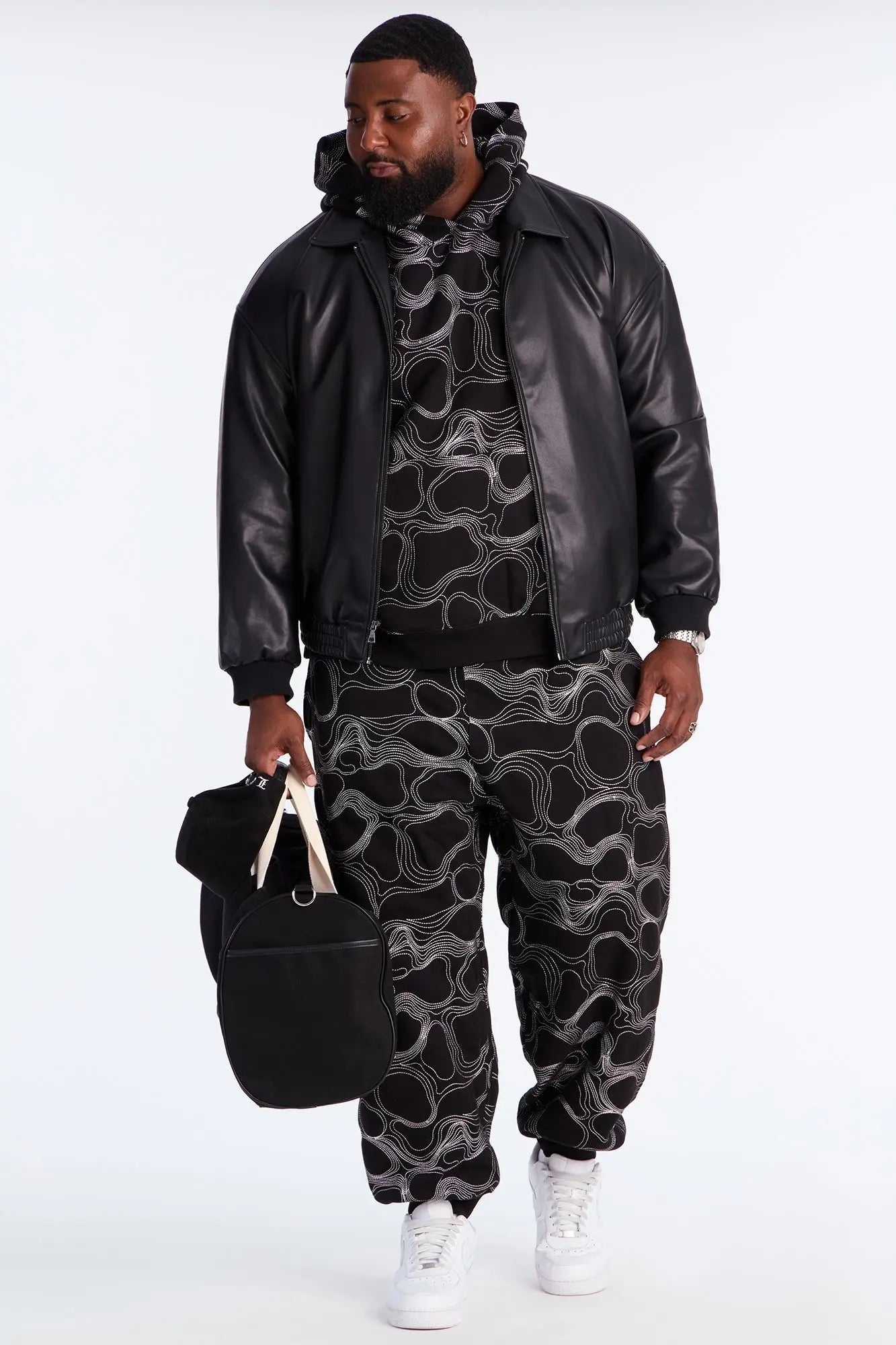 Elevation Stitch Oversized Hoodie - Black