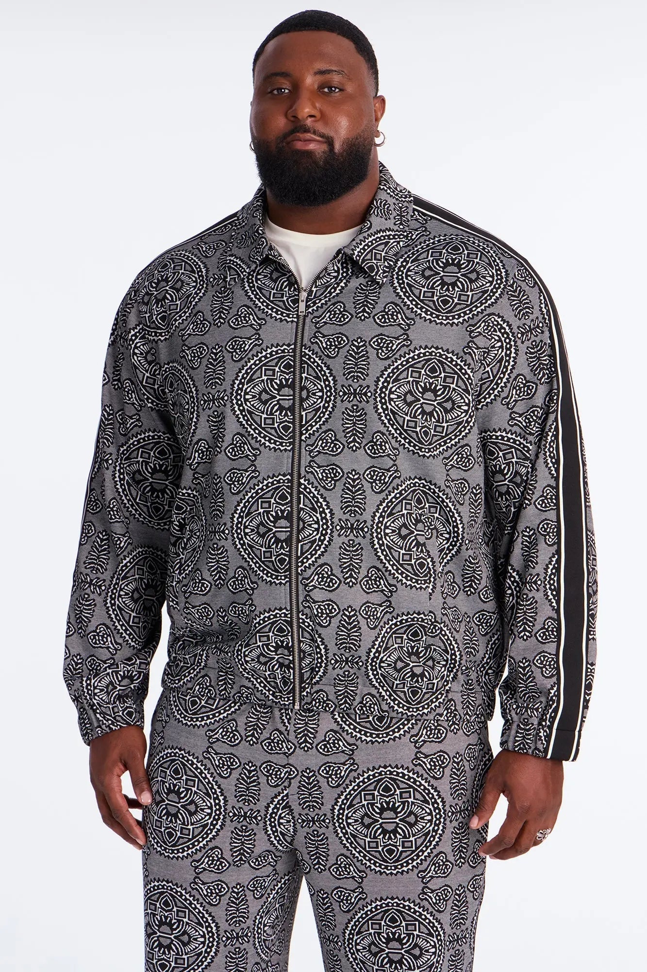 All Over Jacquard Track Jacket - Black/combo