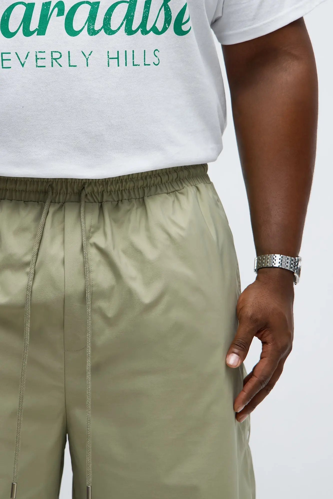 Baggy Lose Control Snap Button Short - Sage