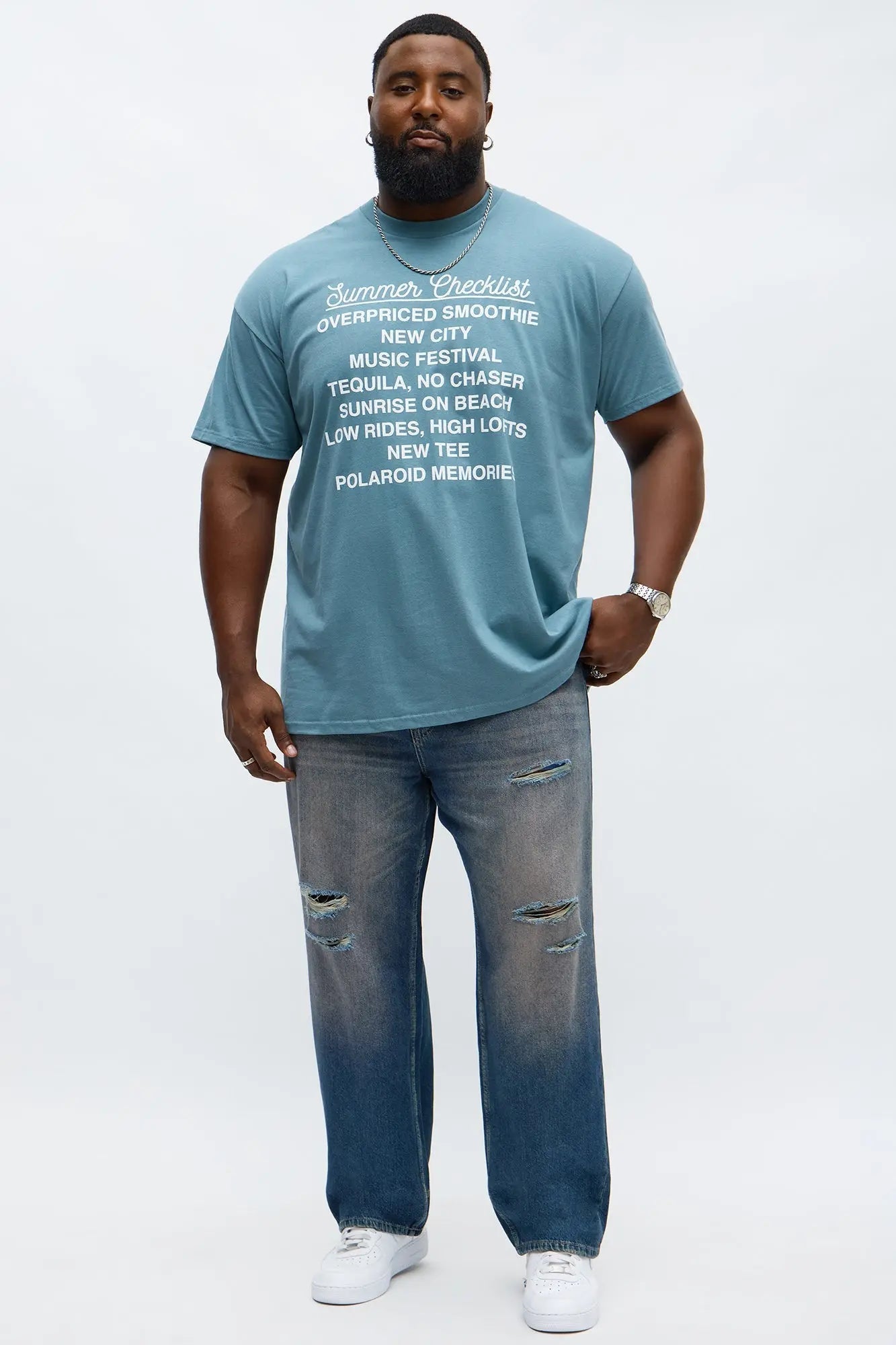 Summer Checklist Short Sleeve Tee - Blue