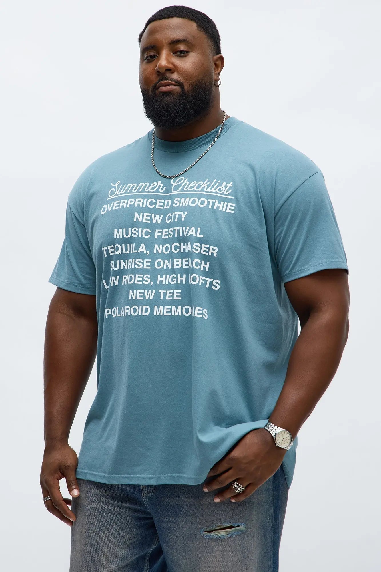Summer Checklist Short Sleeve Tee - Blue