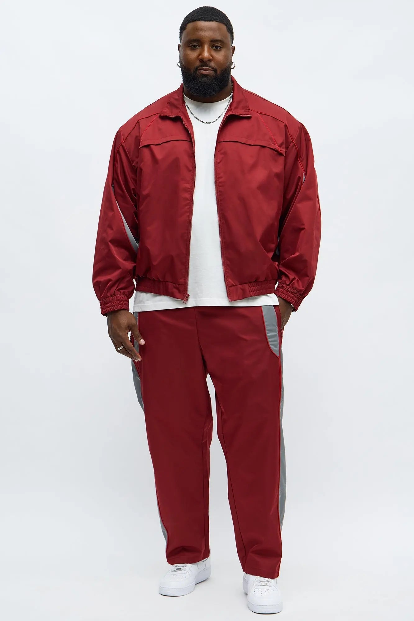 Washed Cut The Track Jacket - Red/combo