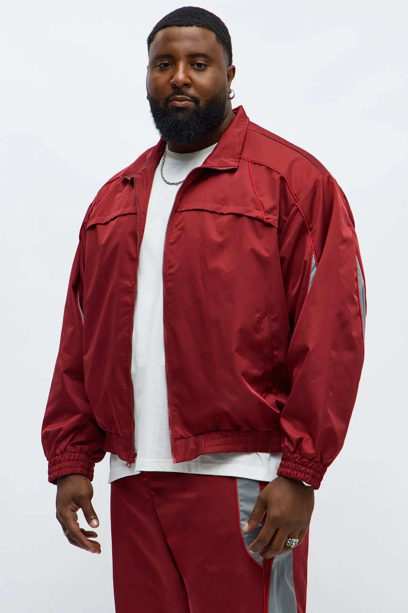 Washed Cut The Track Jacket - Red/combo