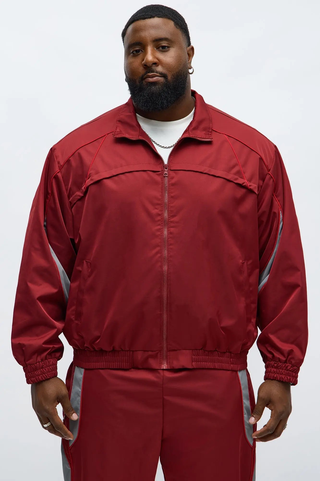 Washed Cut The Track Jacket - Red/combo