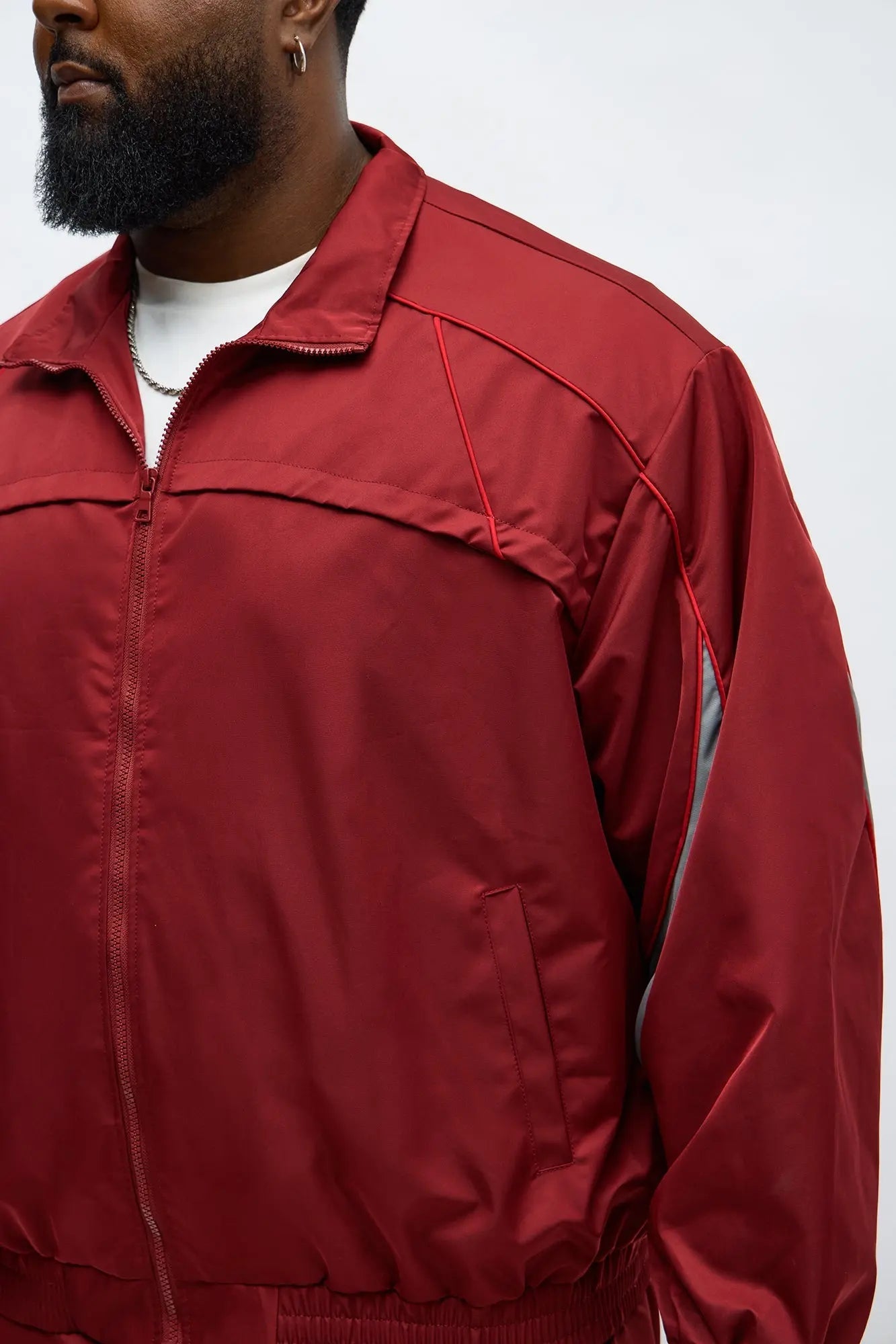 Washed Cut The Track Jacket - Red/combo