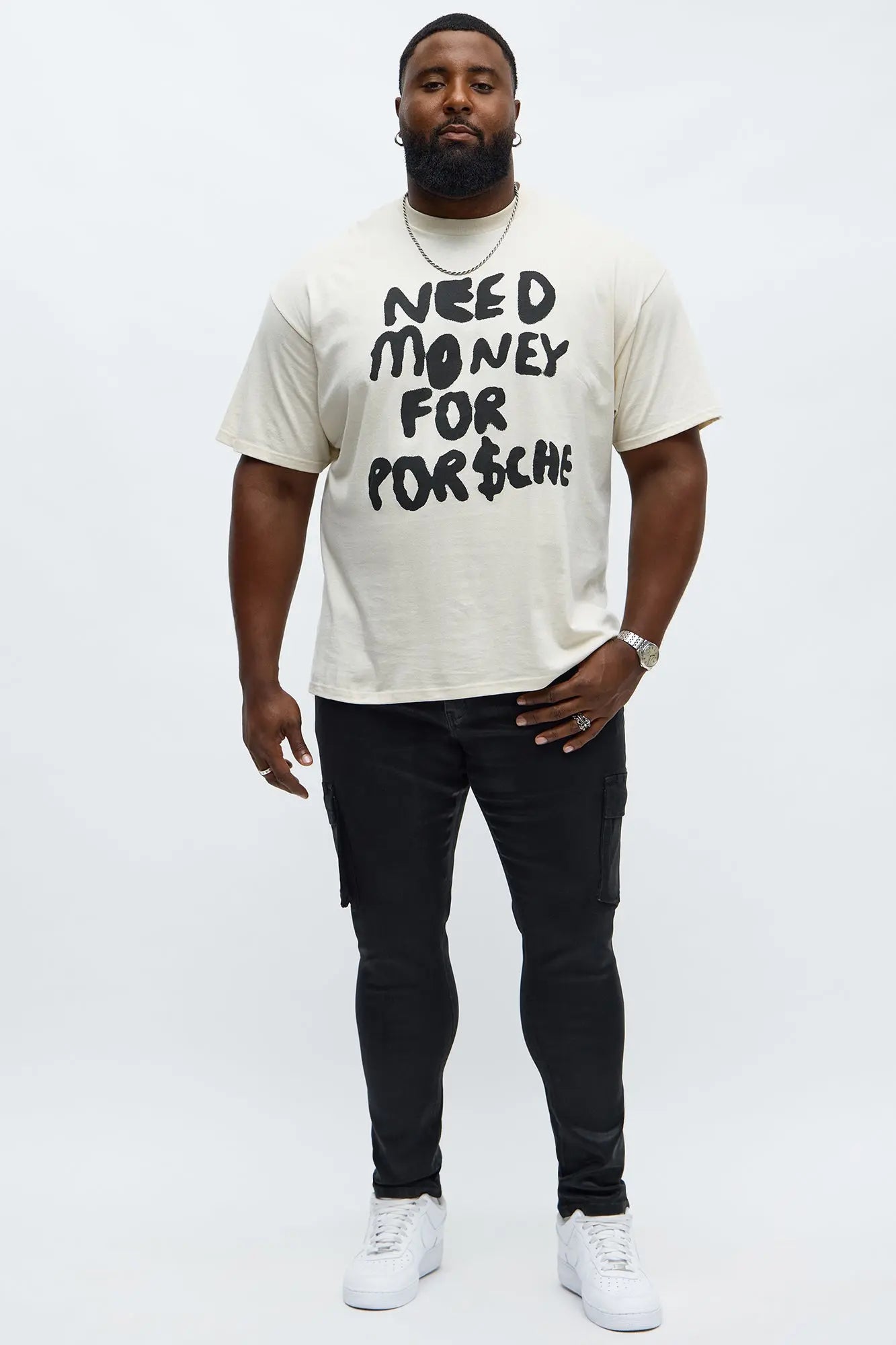Need Money For Porsche Short Sleeve Tee - Off White