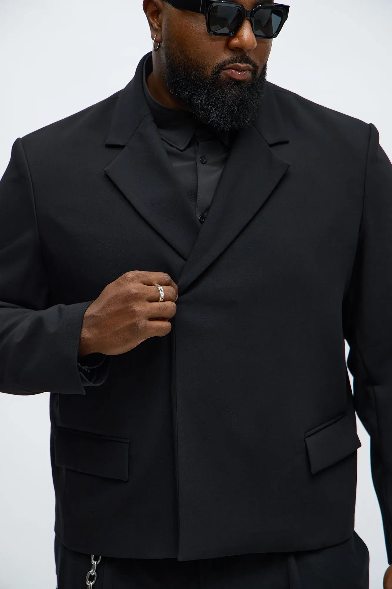 Ronan Cropped Double Breasted Blazer - Black