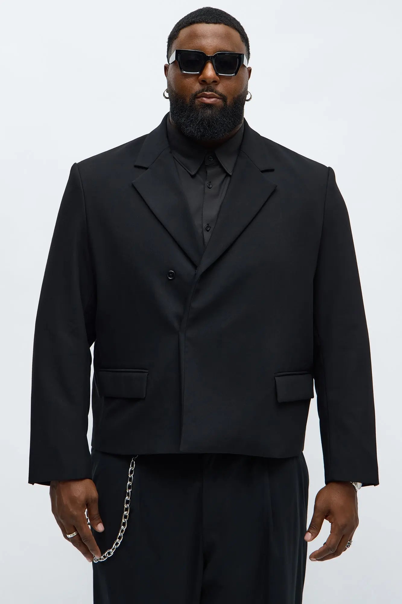 Ronan Cropped Double Breasted Blazer - Black