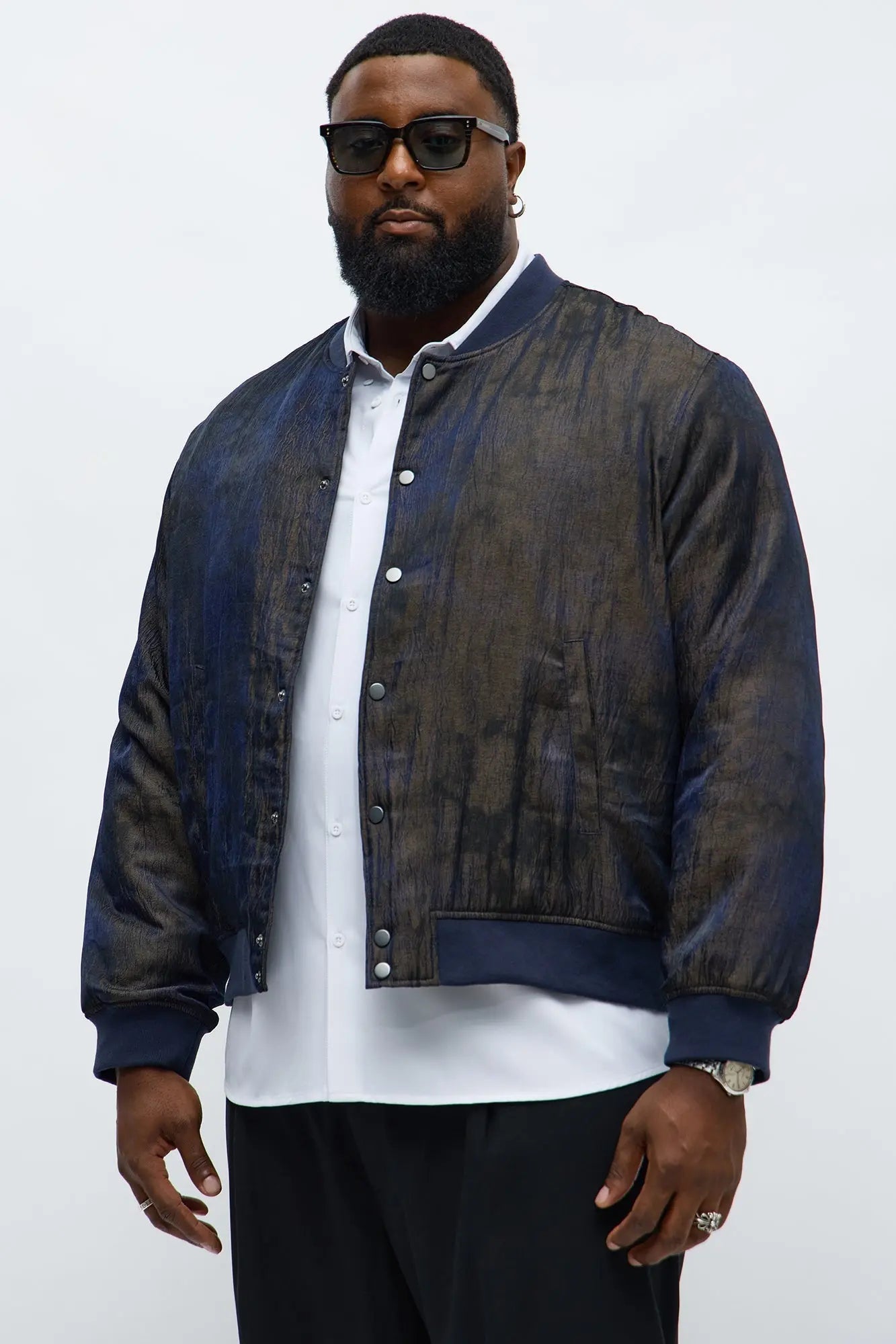 In The Trenches Iridescent Bomber Jacket - Brown/combo