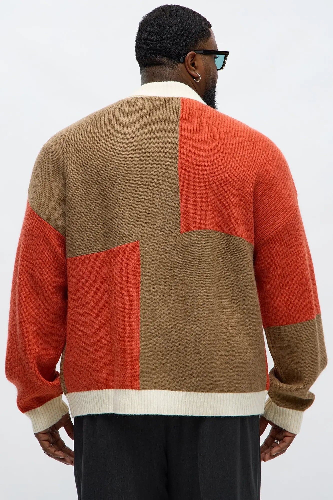 Home Hearth Collared Cardigan - Rust/combo