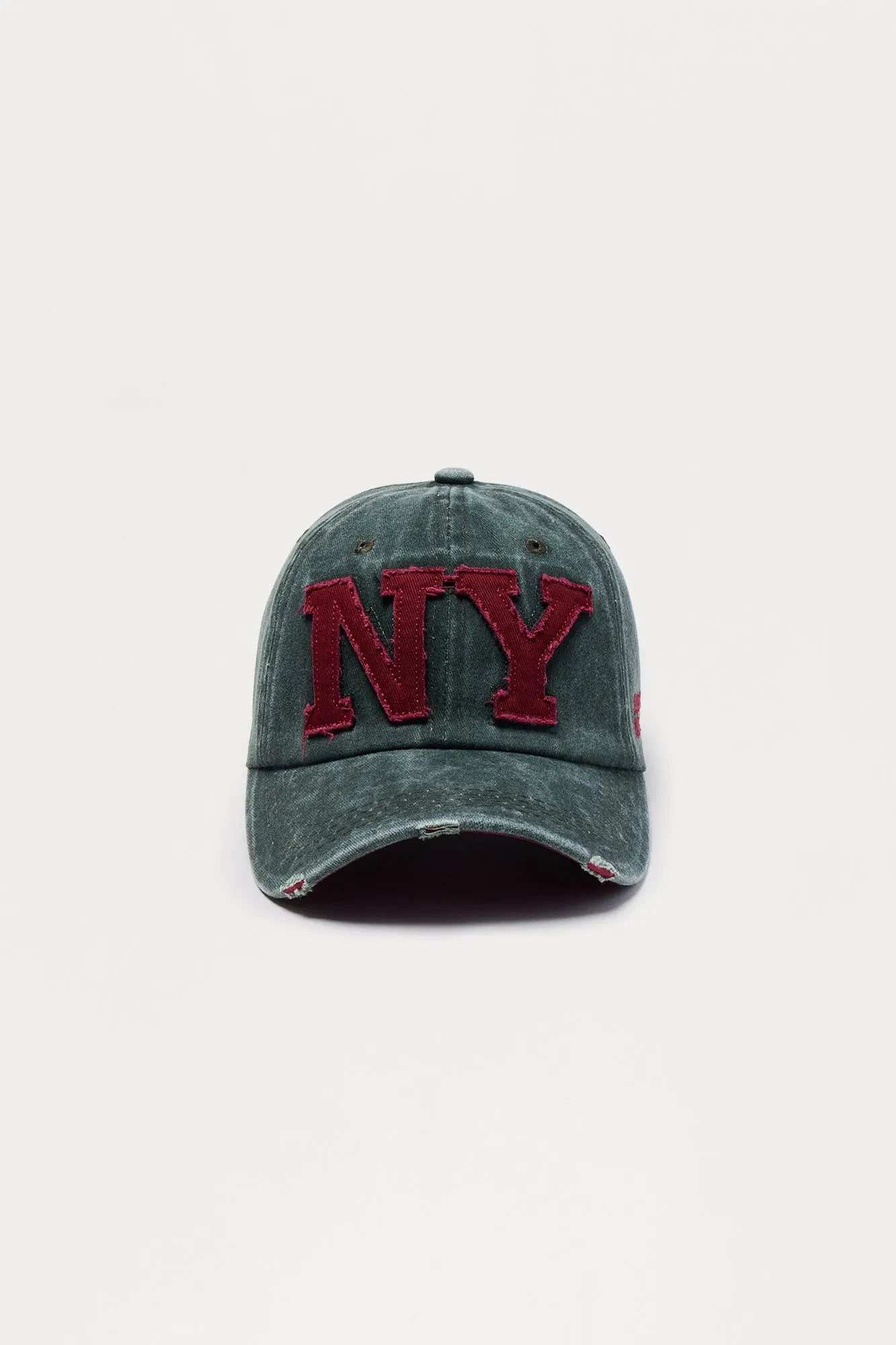 NY Patchwork Washed Baseball Hat - Olive