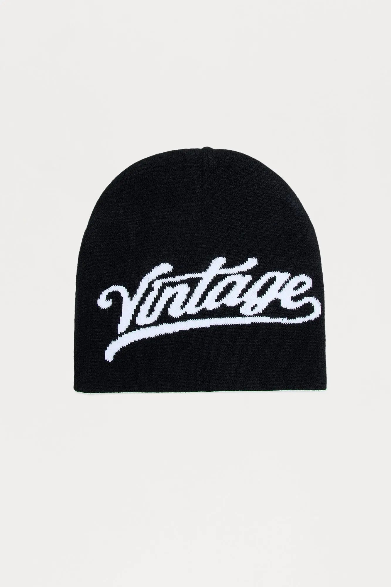 Vintage Skull Fit Graphic Beanie - Black