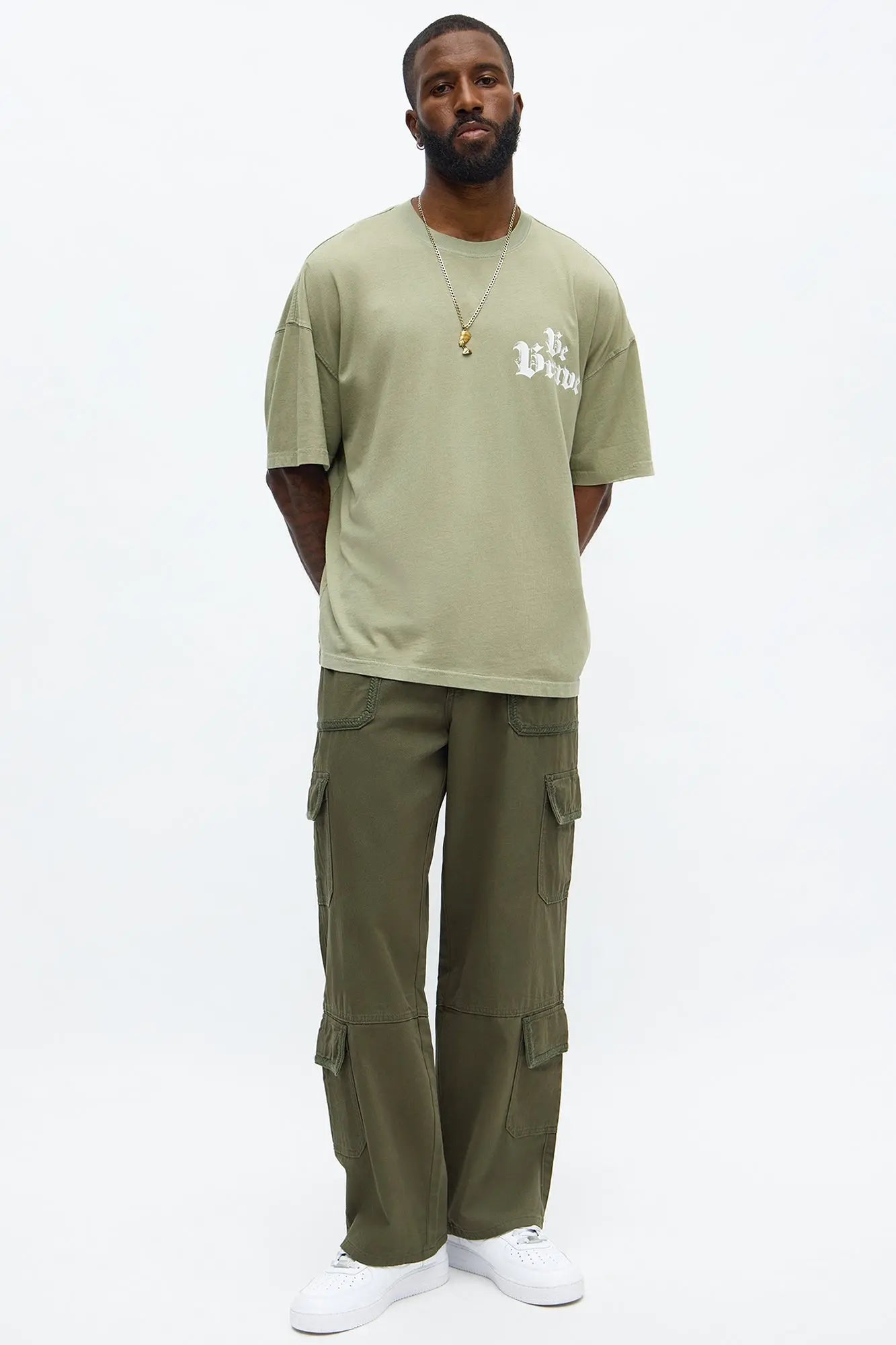 Be Brave Oversized Short Sleeve Tee - Olive