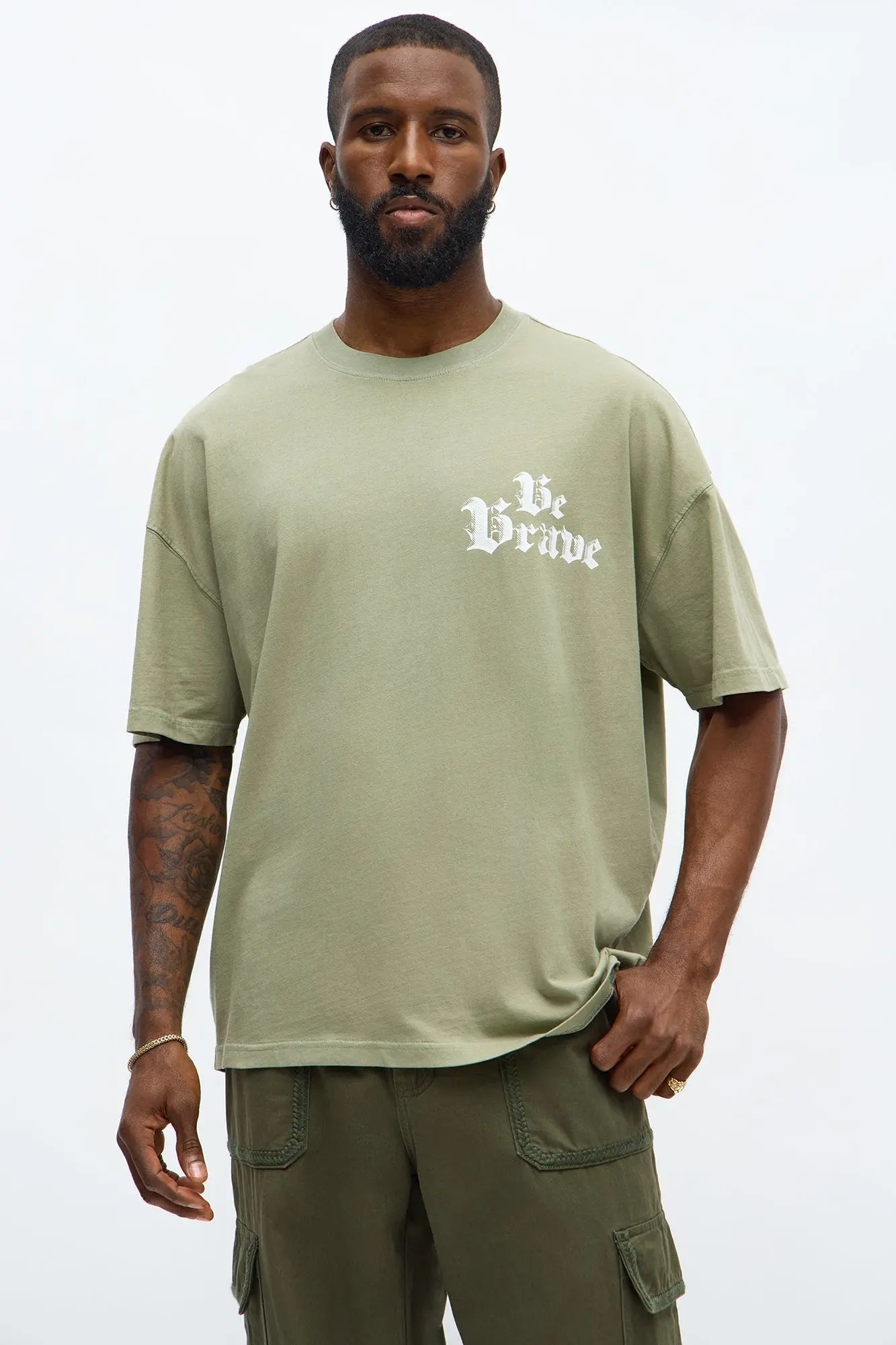 Be Brave Oversized Short Sleeve Tee - Olive