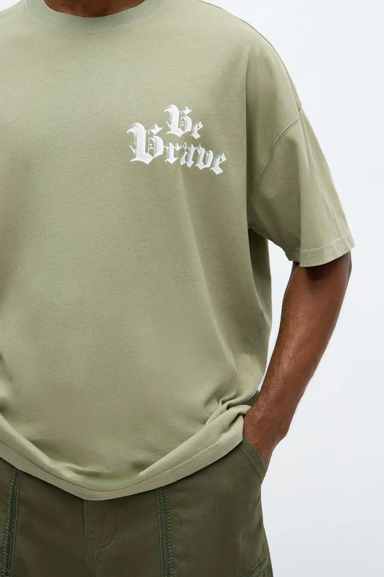 Be Brave Oversized Short Sleeve Tee - Olive