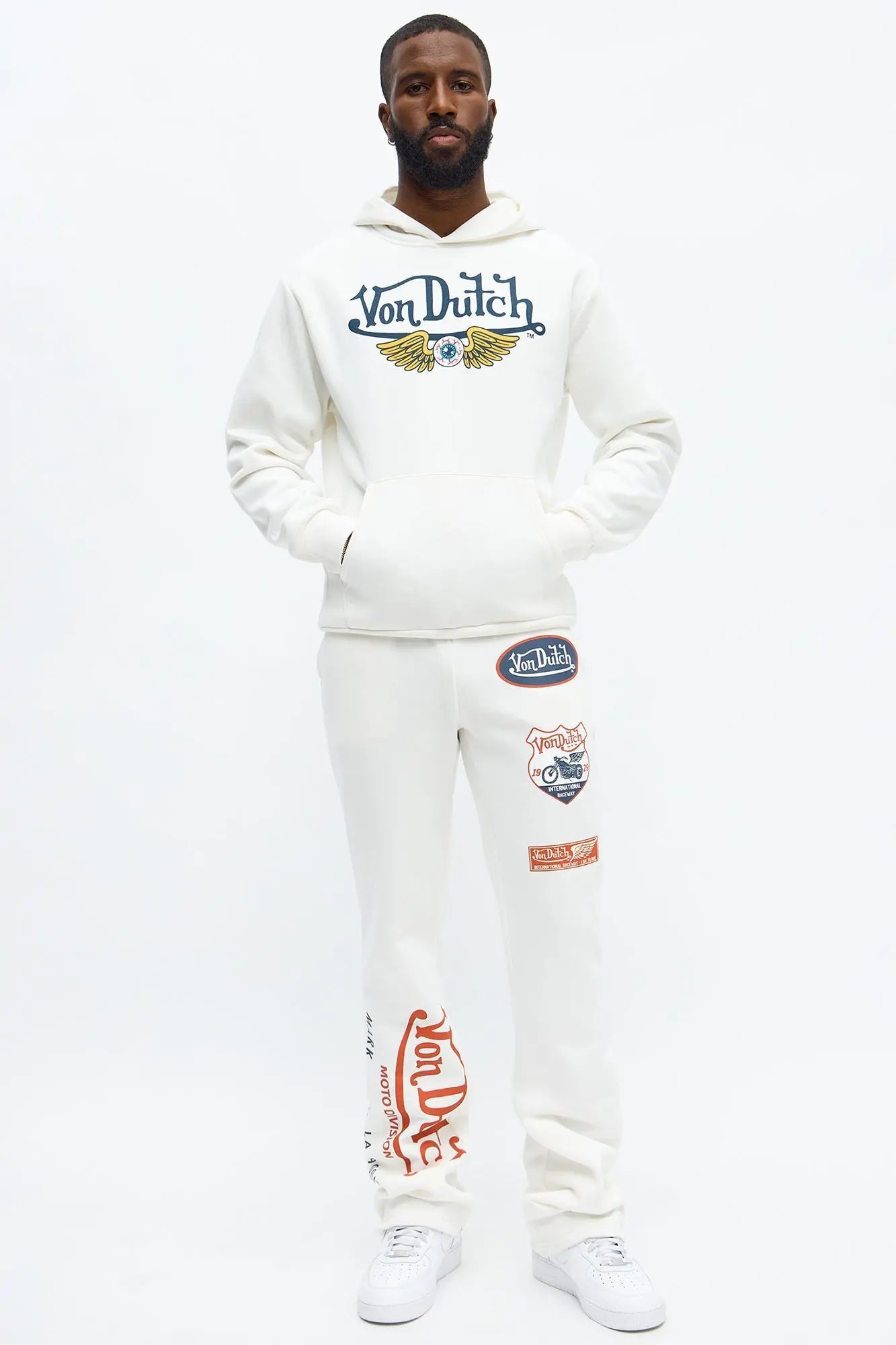 Von Dutch Pinstriped Hoodie - Cream