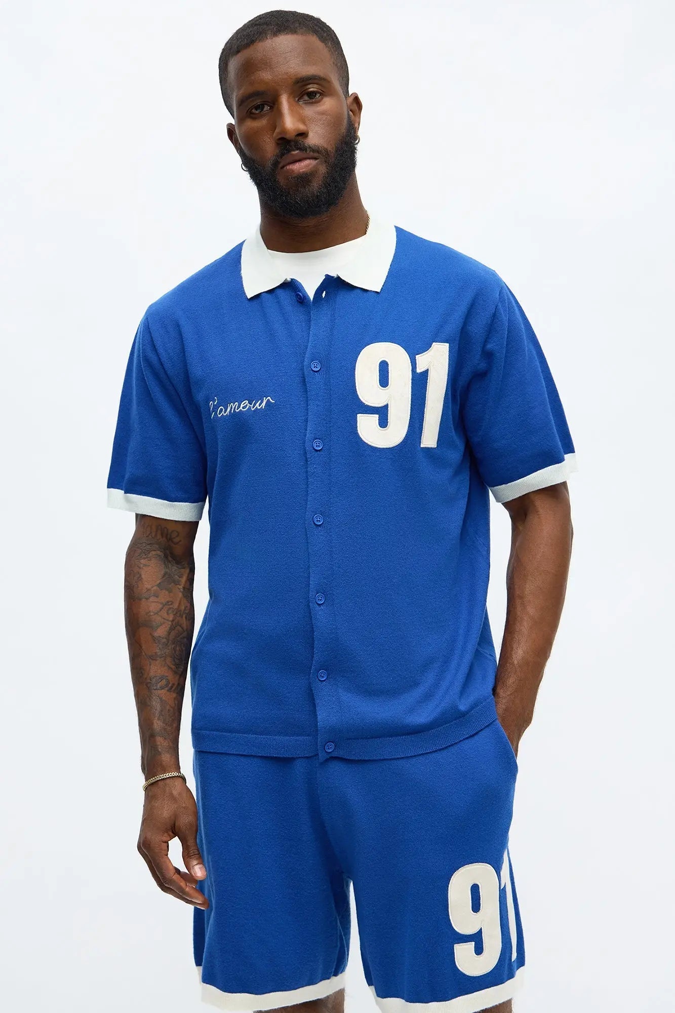 Regular Fit 91 Sweater Button Up Shirt - Blue