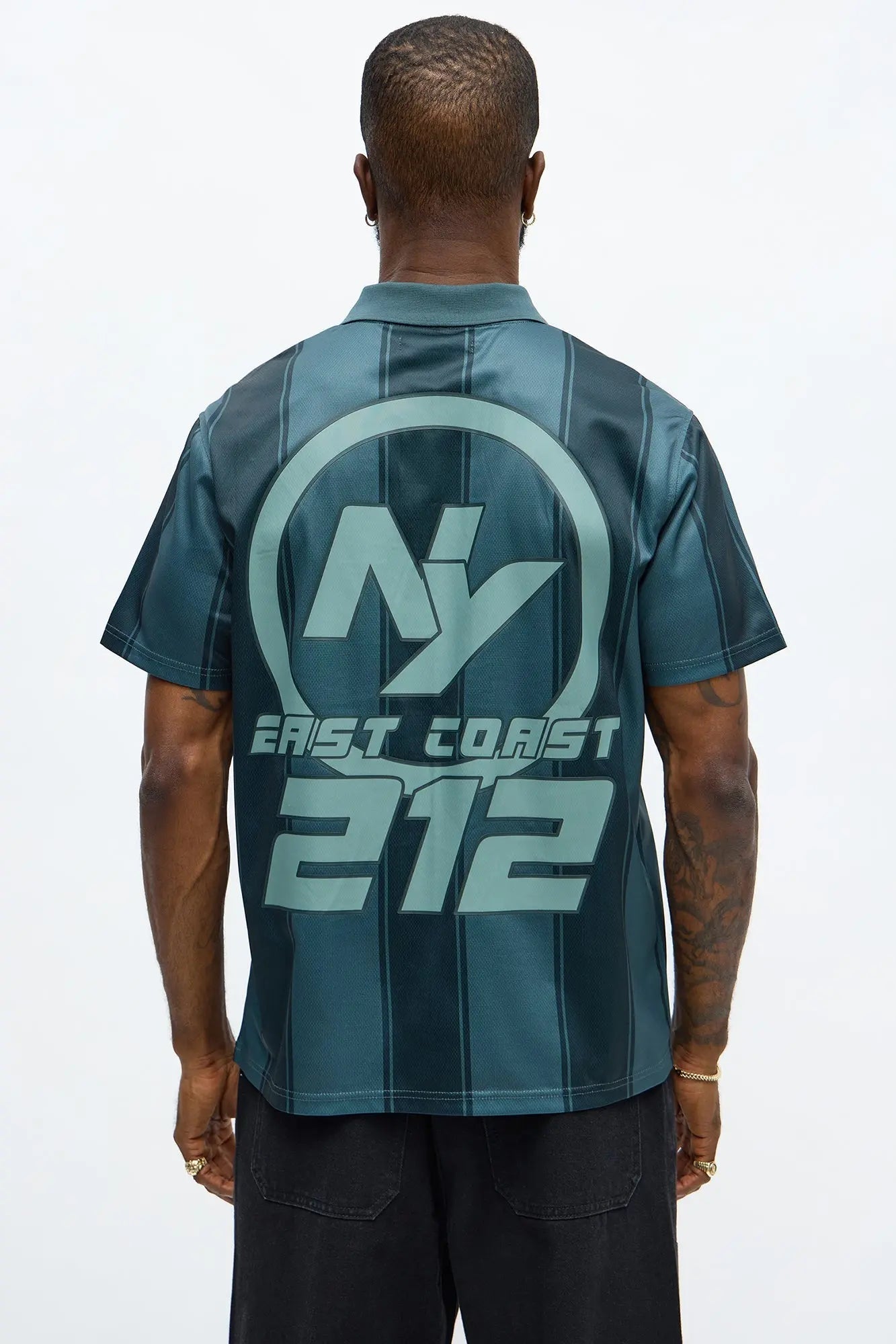 212 NY Striped Polo Top - Black/White
