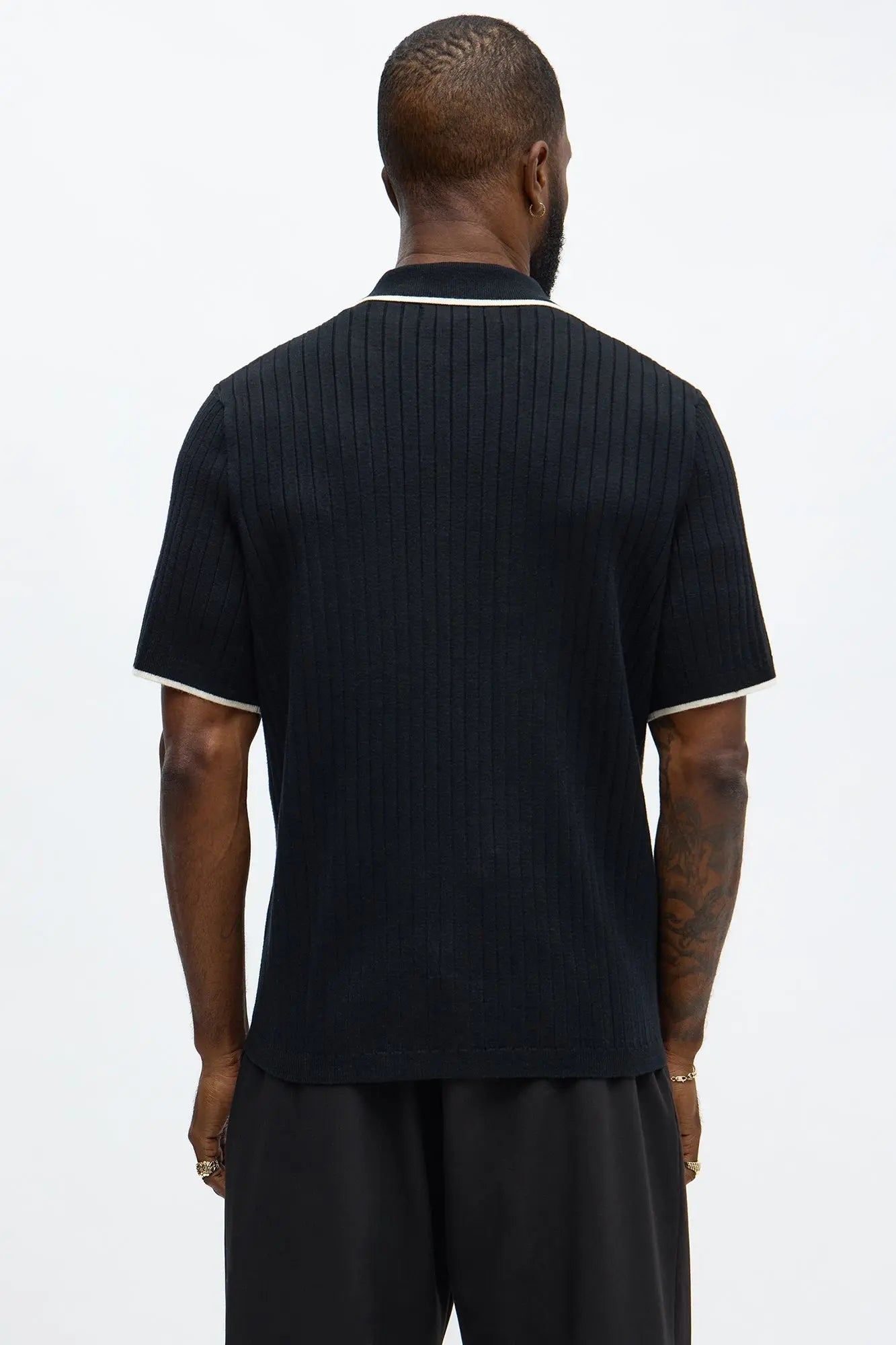 Garrison Knitted Button Up Shirt - Black