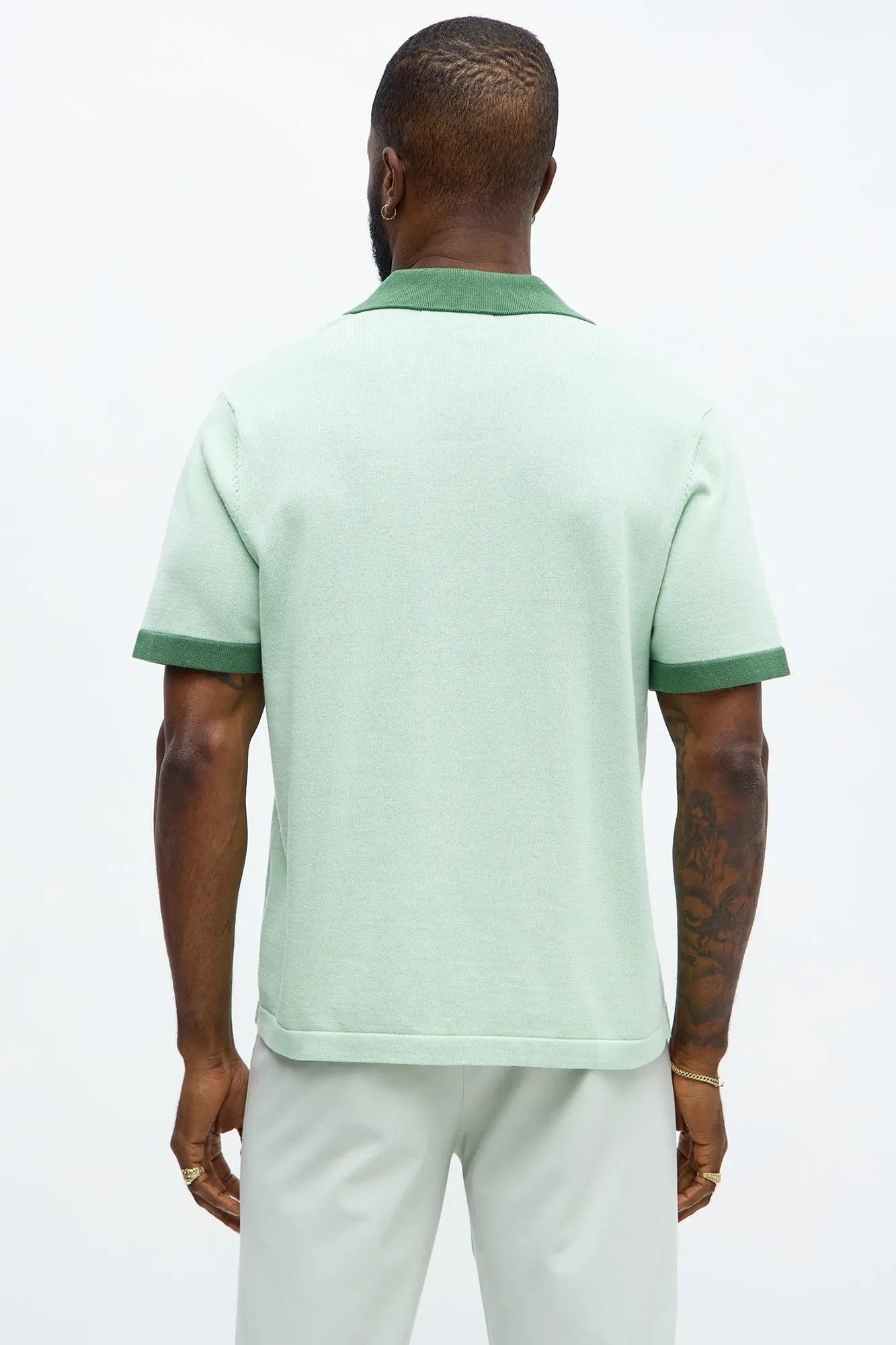Oversized Exaggerated Pockets Lounge Polo - Green/combo