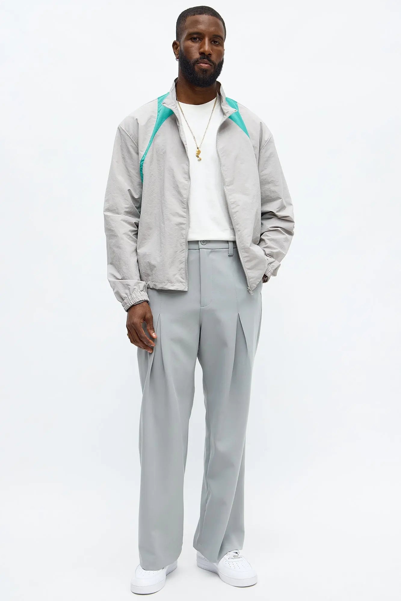 Around The Block Windbreaker Jacket - Grey/combo