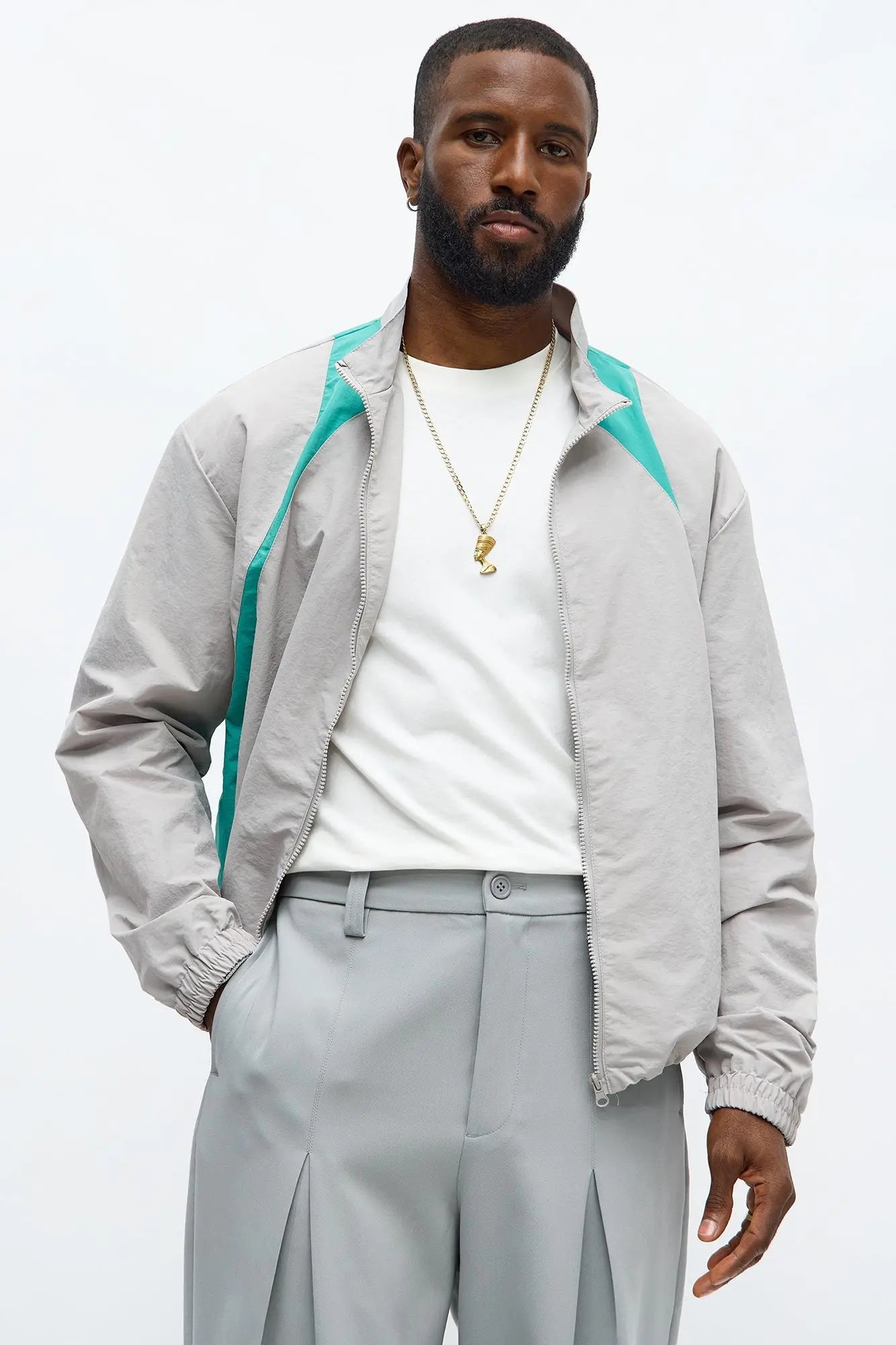 Around The Block Windbreaker Jacket - Grey/combo