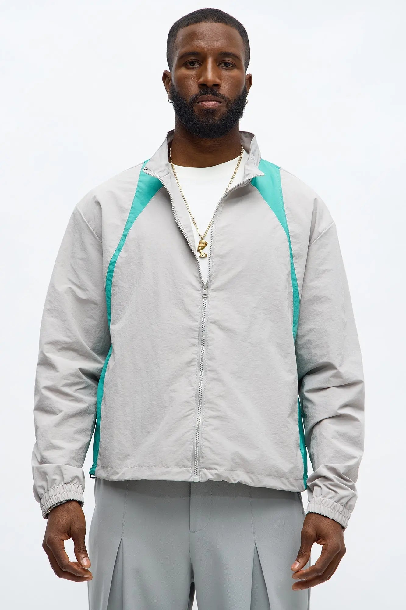 Around The Block Windbreaker Jacket - Grey/combo