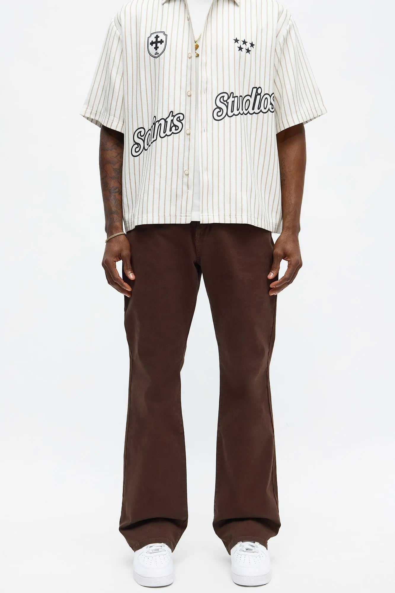Mac Chino Stacked Slim Flare Pants - Dark Brown
