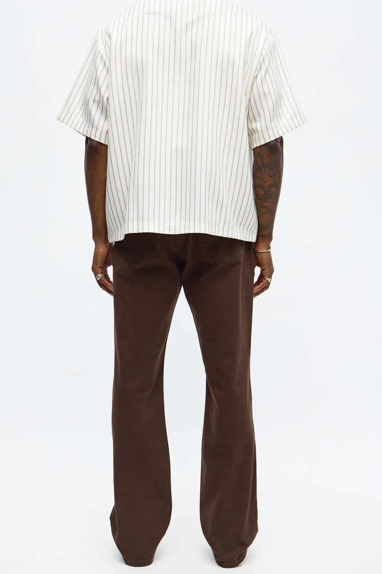 Mac Chino Stacked Slim Flare Pants - Dark Brown