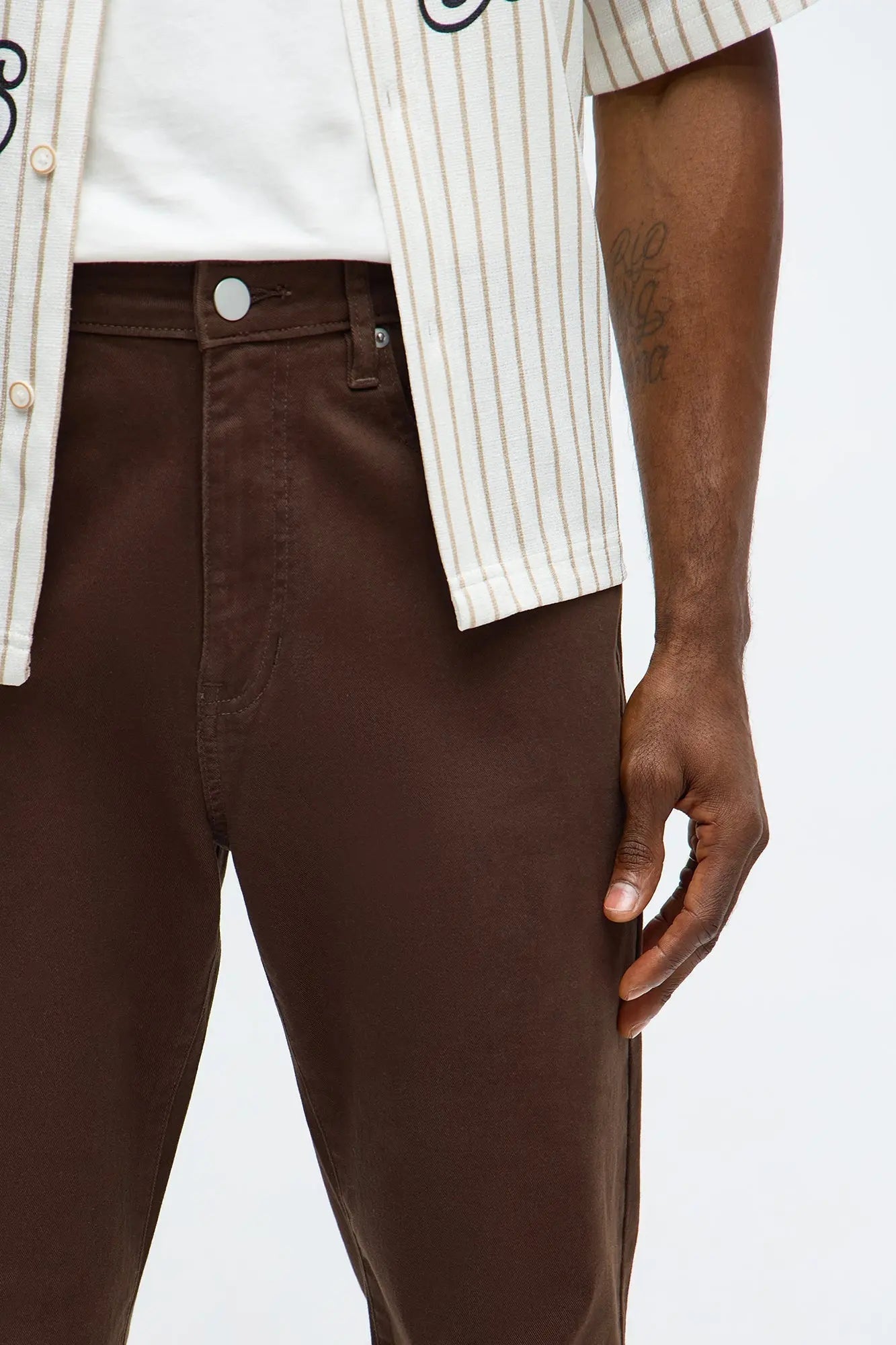Mac Chino Stacked Slim Flare Pants - Dark Brown
