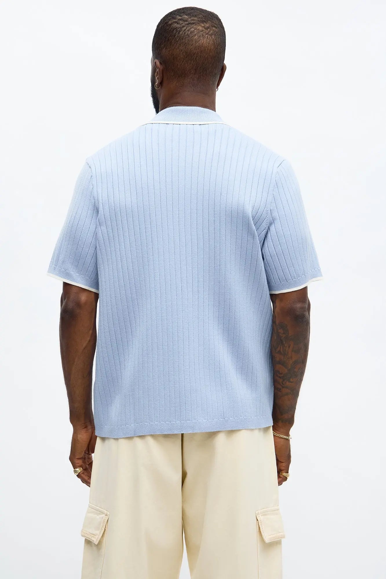 Garrison Knitted Button Up Shirt - Blue