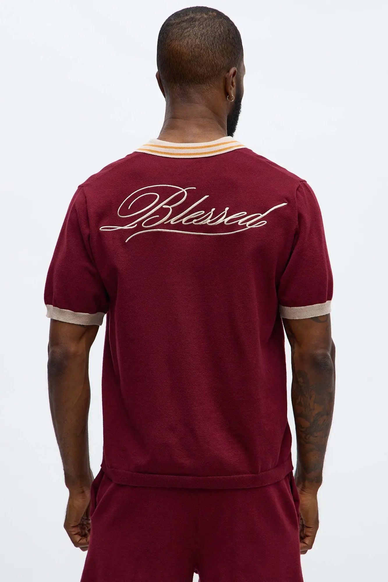 Regular Fit Blessed Sweater Button Up Shirt - Burgundy