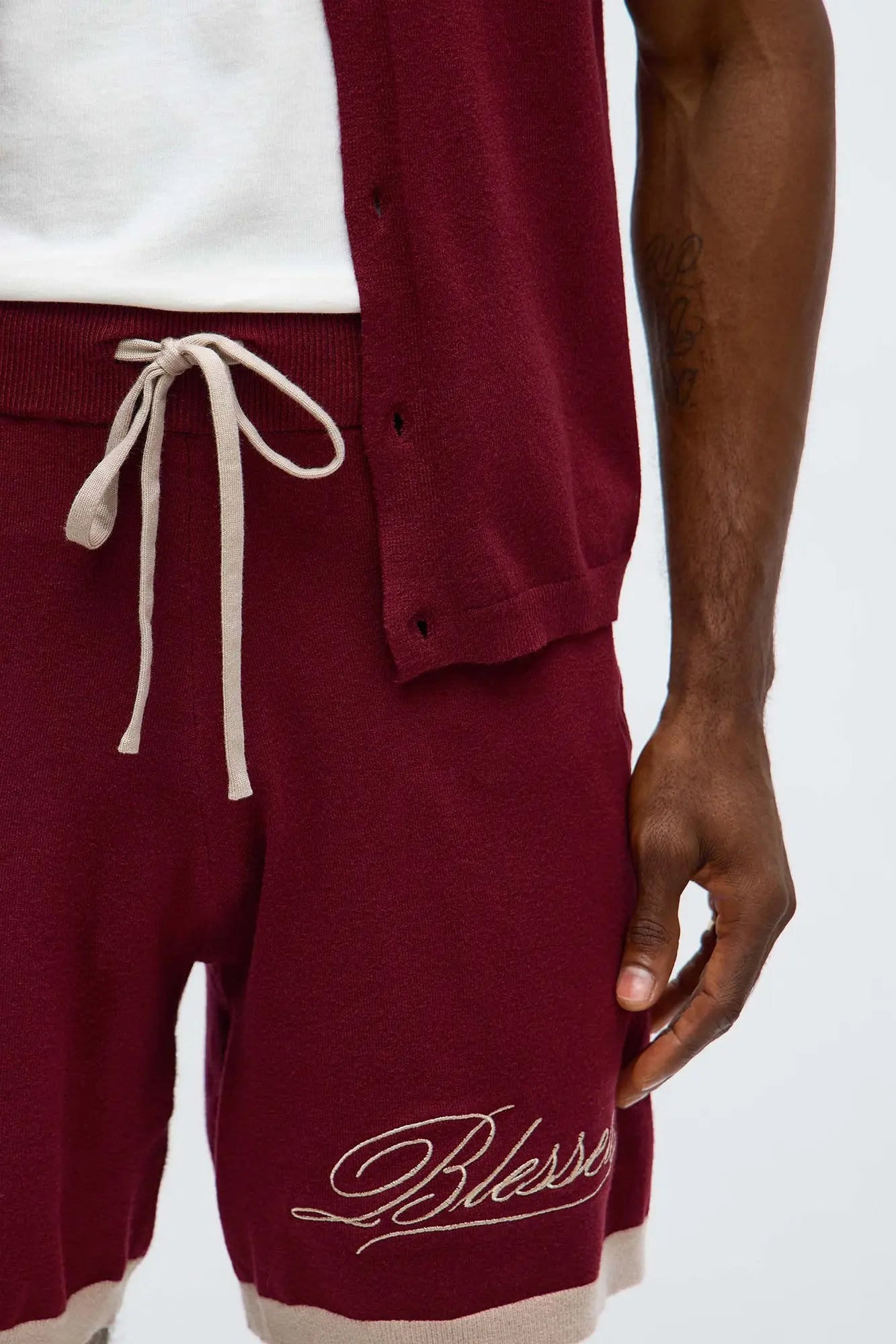Relaxed Fit Blessed Shorts - Burgundy