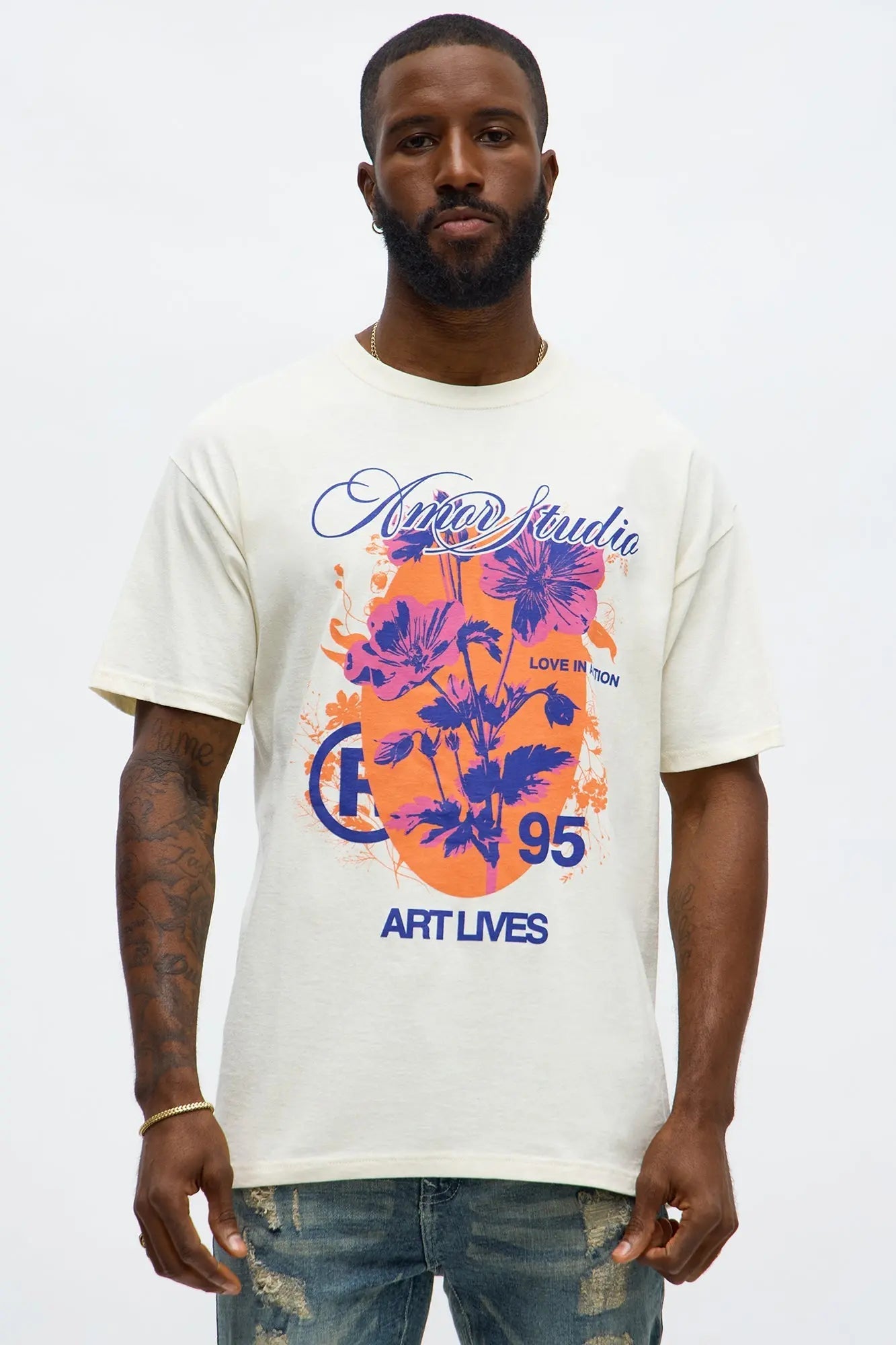 Amor Studio Art Lives Short Sleeve Tee - Natural
