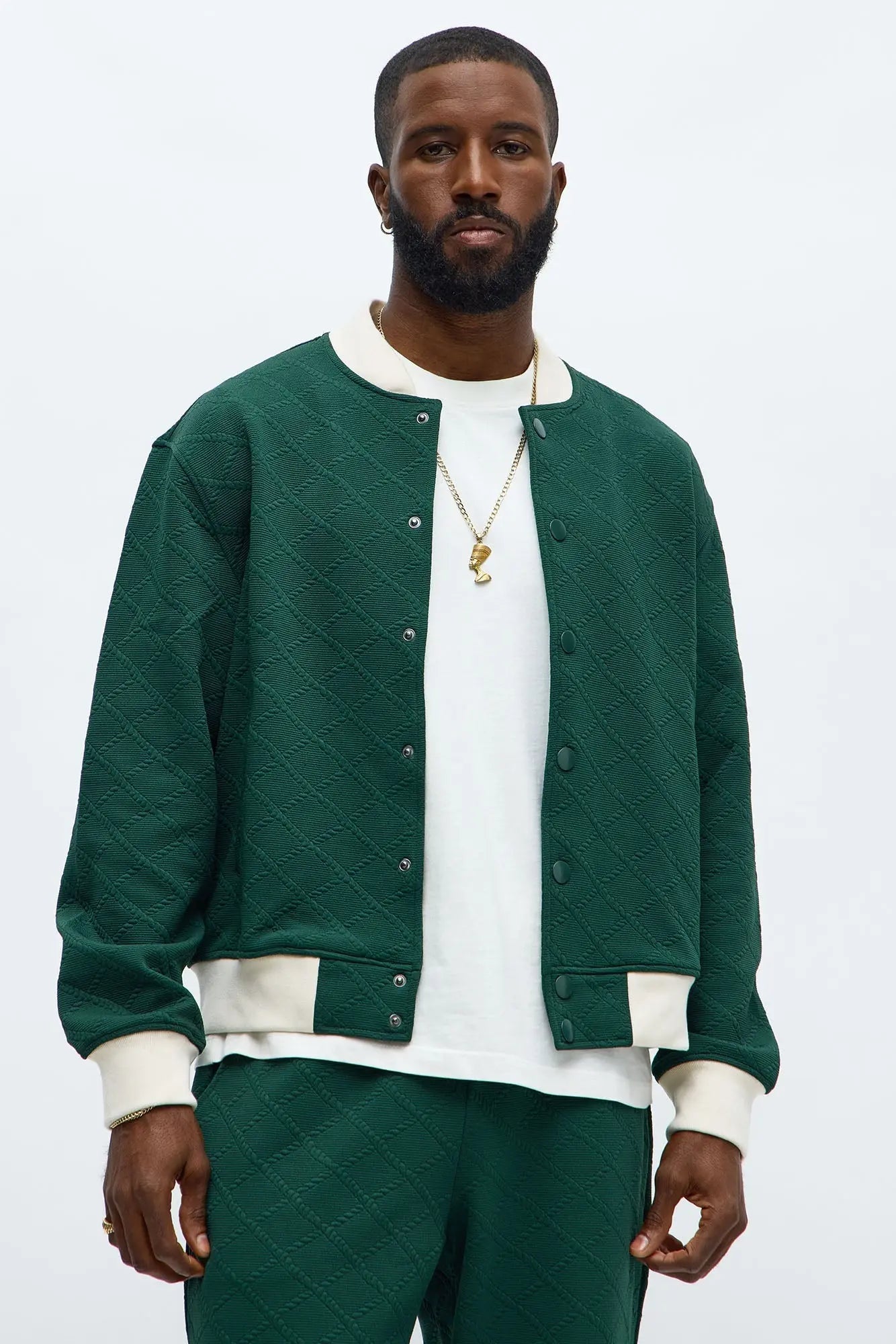 Duke Textured Bomber Jacket - Green