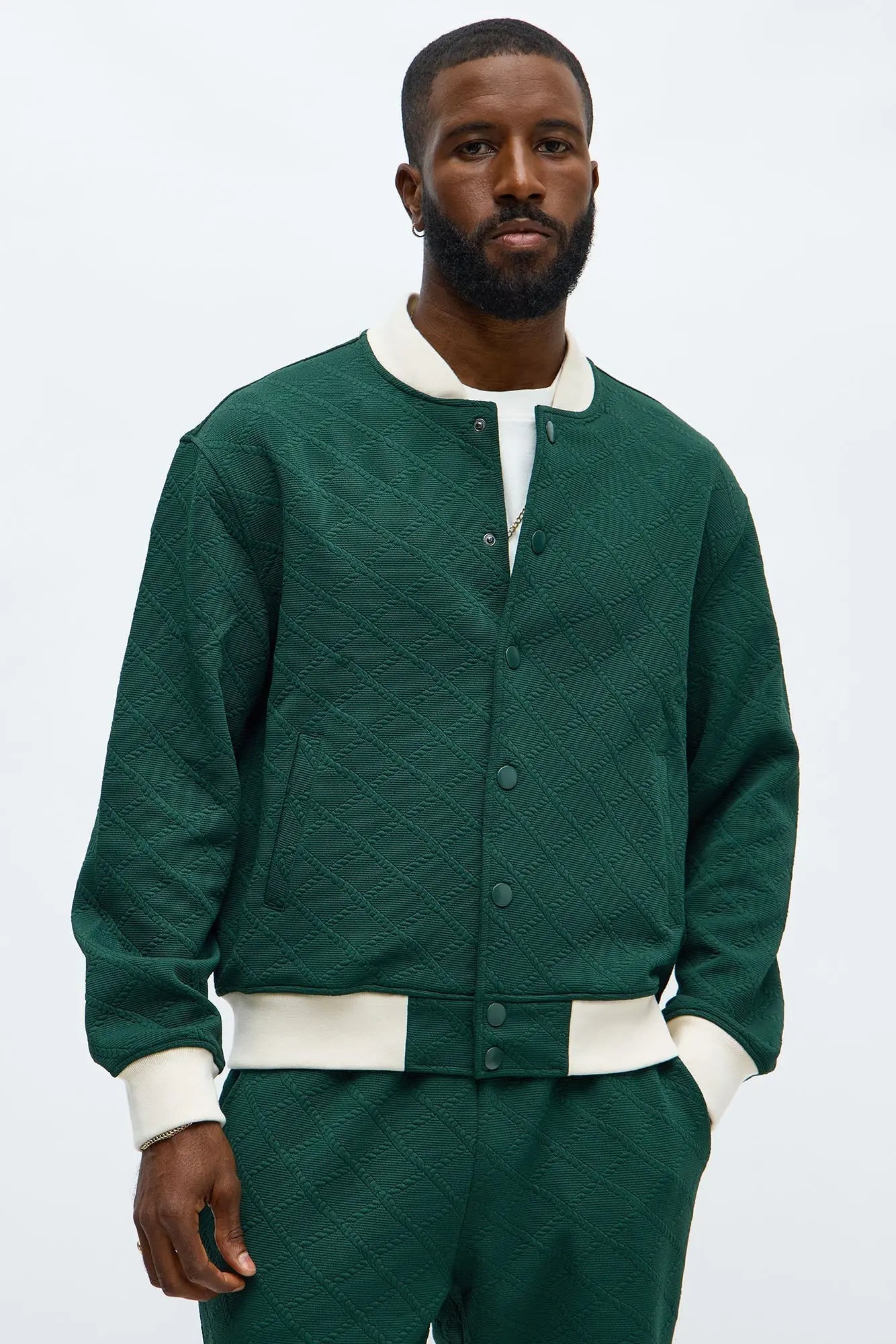 Duke Textured Bomber Jacket - Green