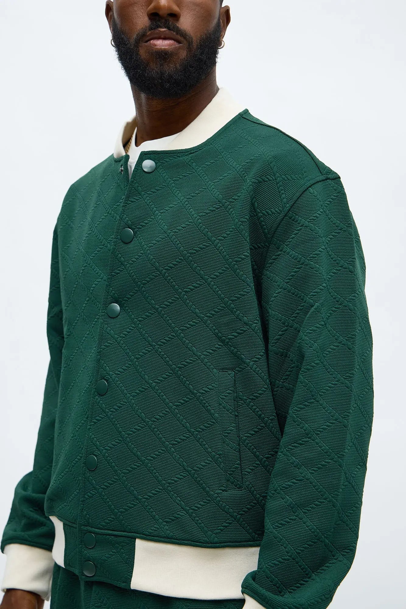 Duke Textured Bomber Jacket - Green