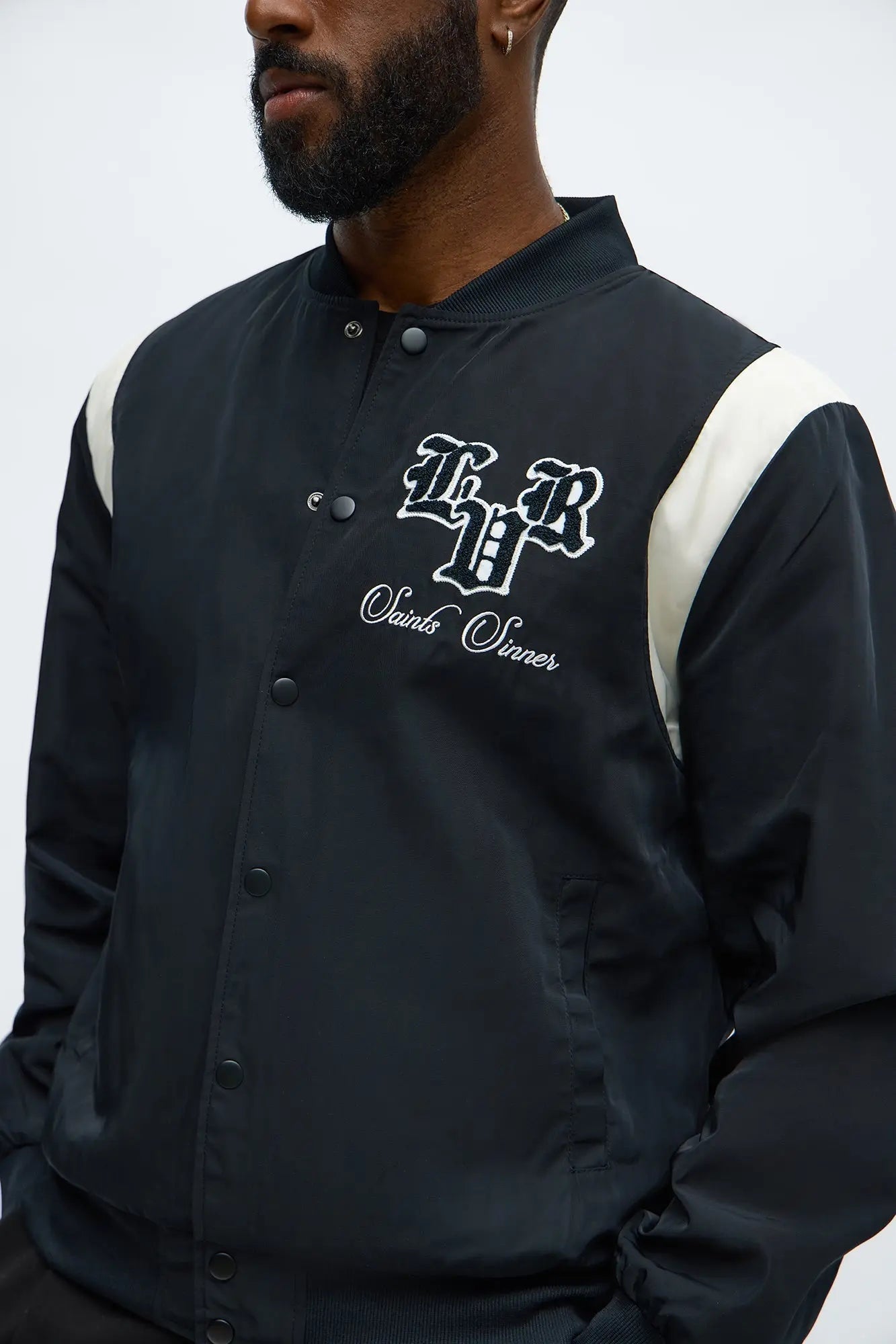 Lover Not A Fighter Bomber Jacket - Black/White