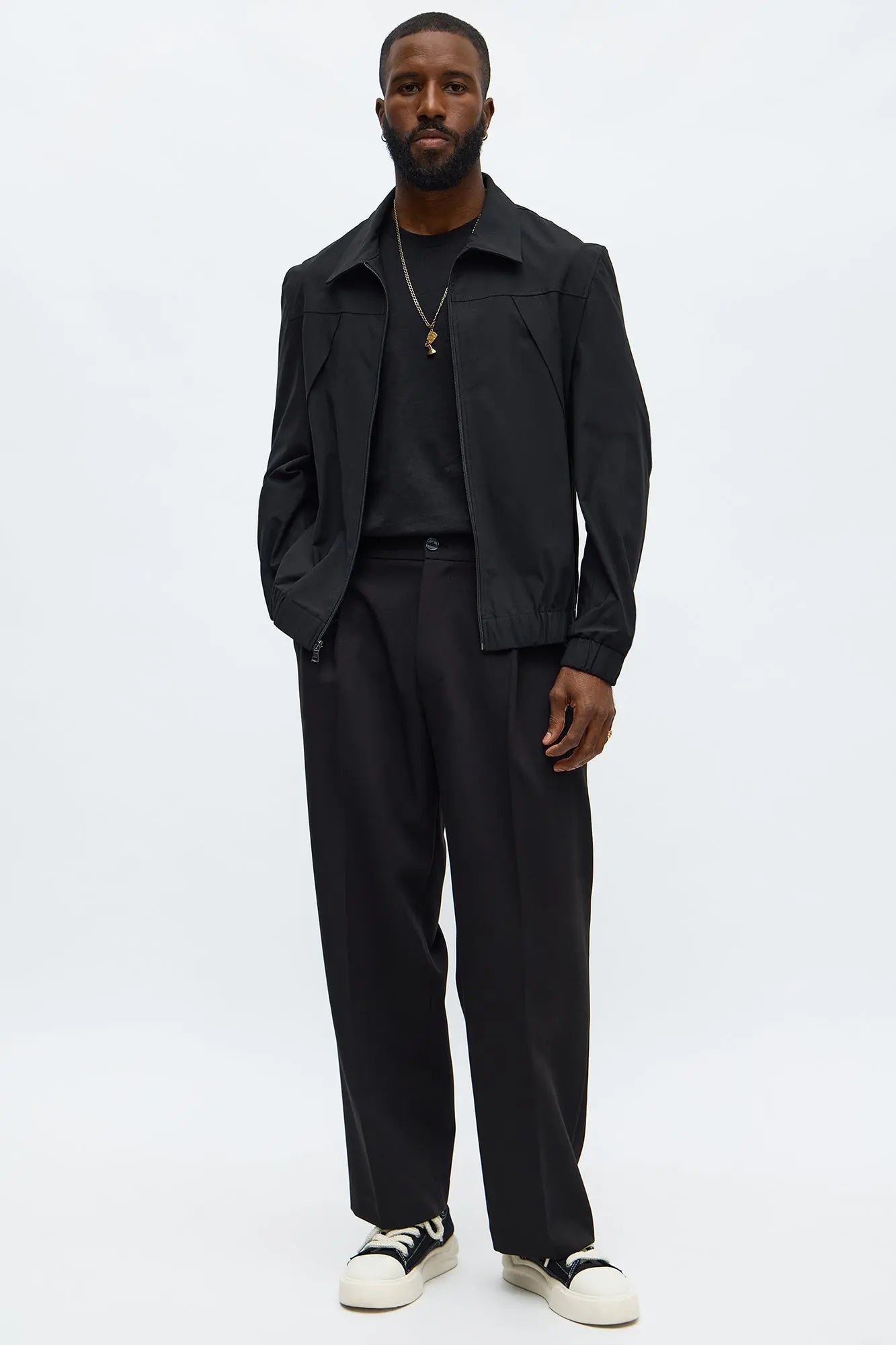 Relaxed Cedric Stretch Zip Tech Jacket - Black