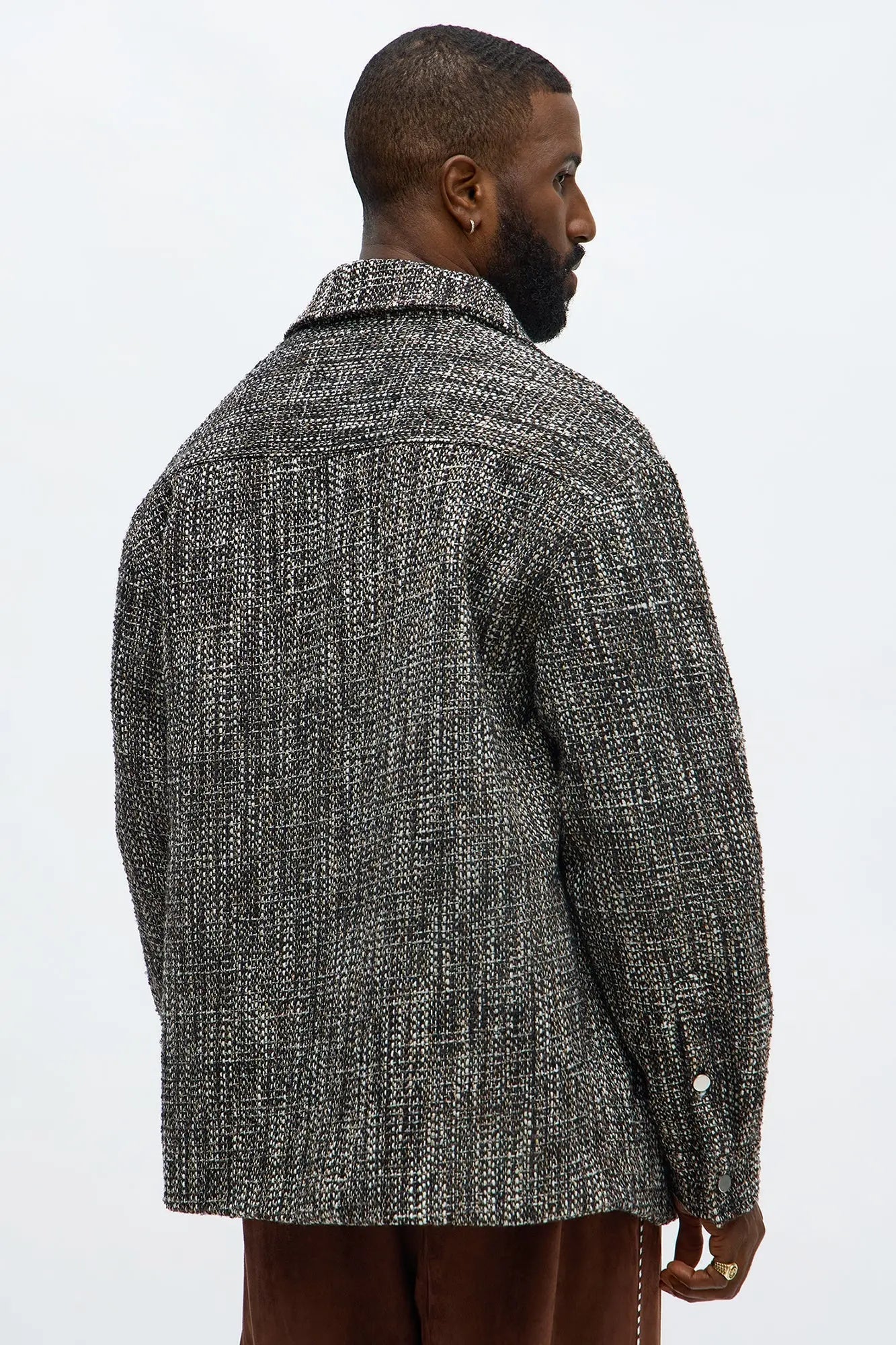 Tweed Button Shacket - Black/combo