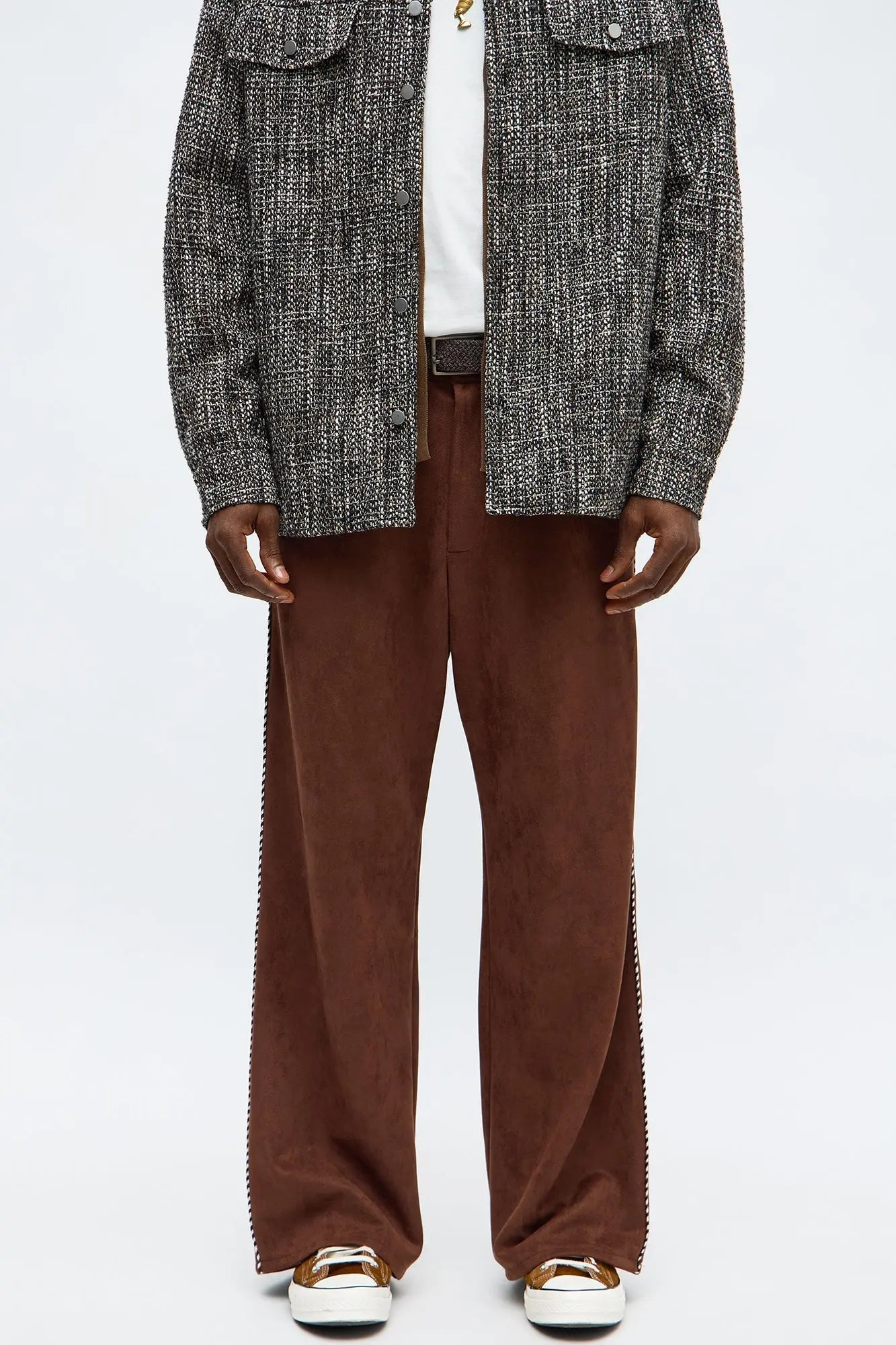 Relaxed Luxe Textured Track Trouser - Brown