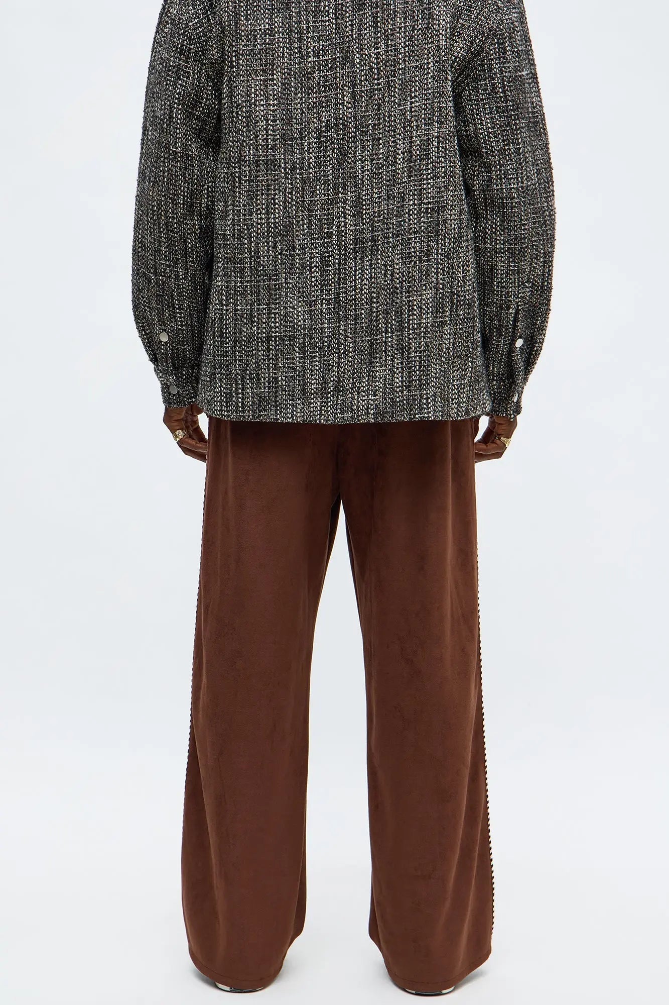 Relaxed Luxe Textured Track Trouser - Brown