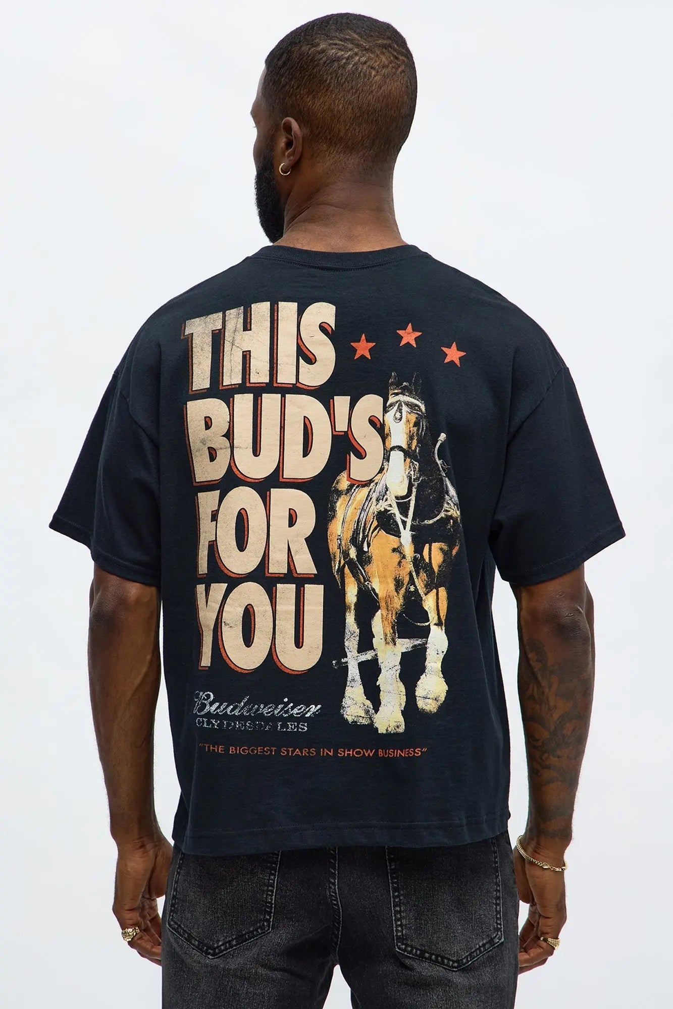 Budweiser This Buds For You Oversized Short Sleeve Tee - Black