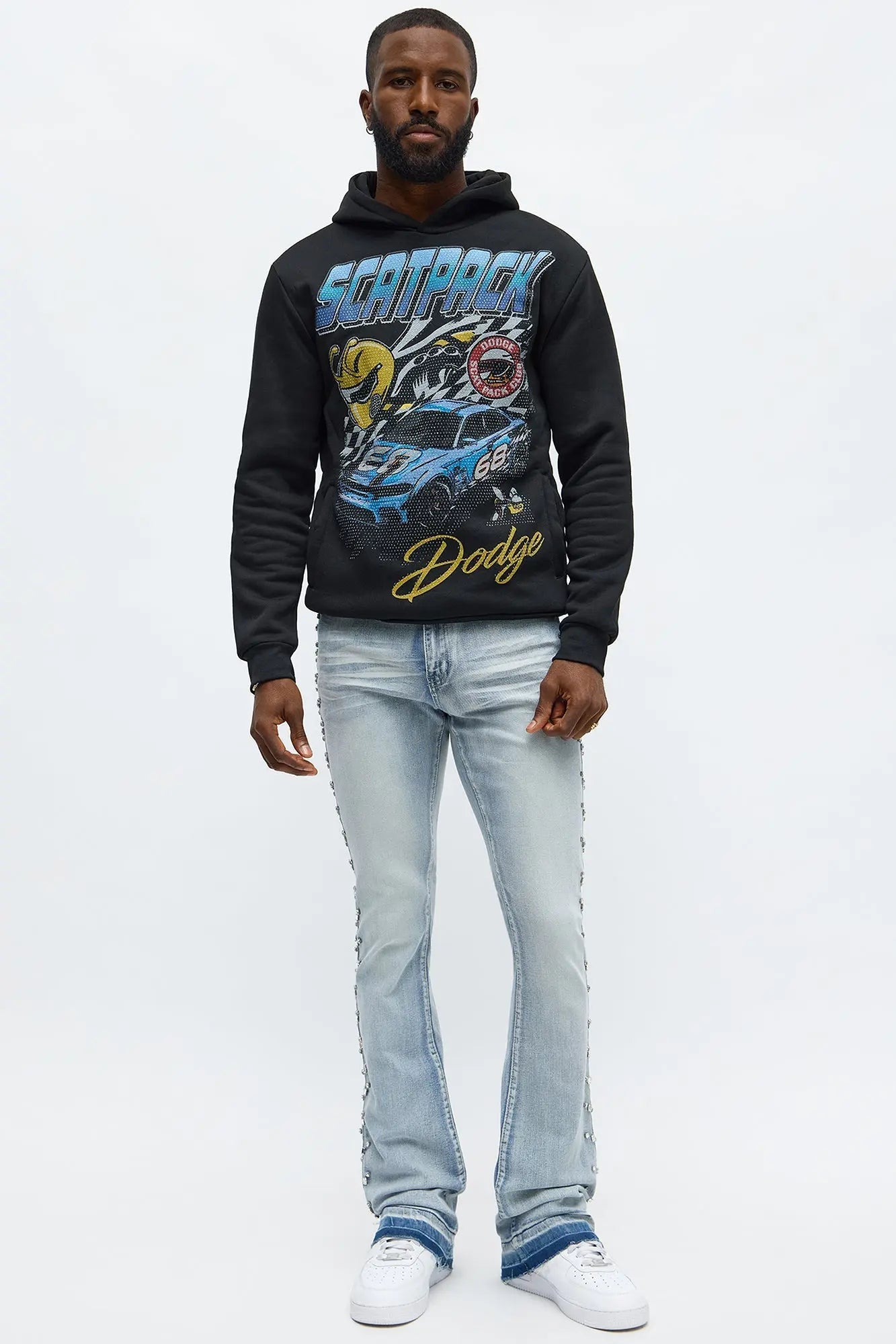 Dodge Scatpack Rhinestone Hoodie - Black
