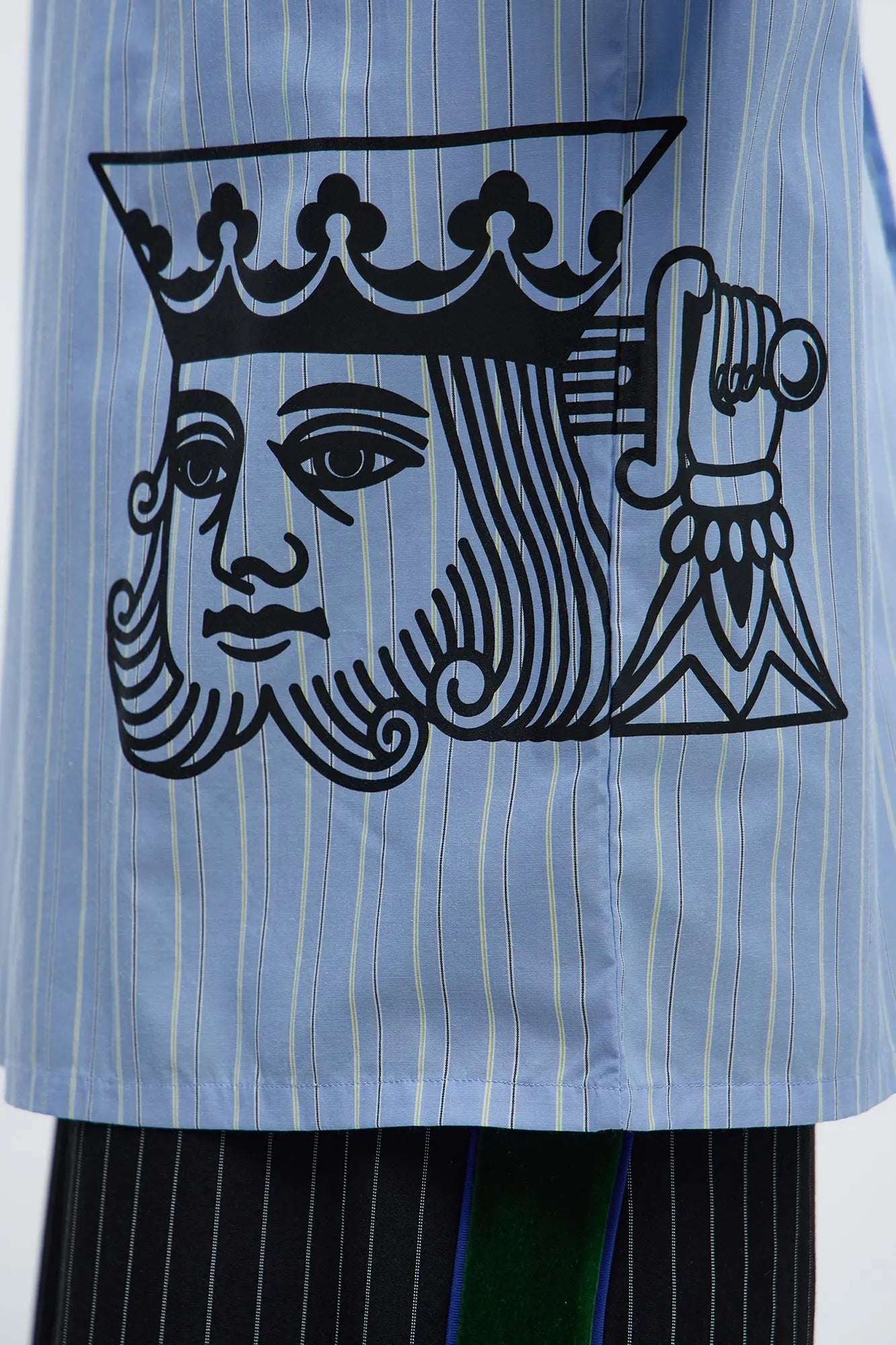 Oversized Graphic Printed Long Sleeve Button Up Shirt - Blue/combo