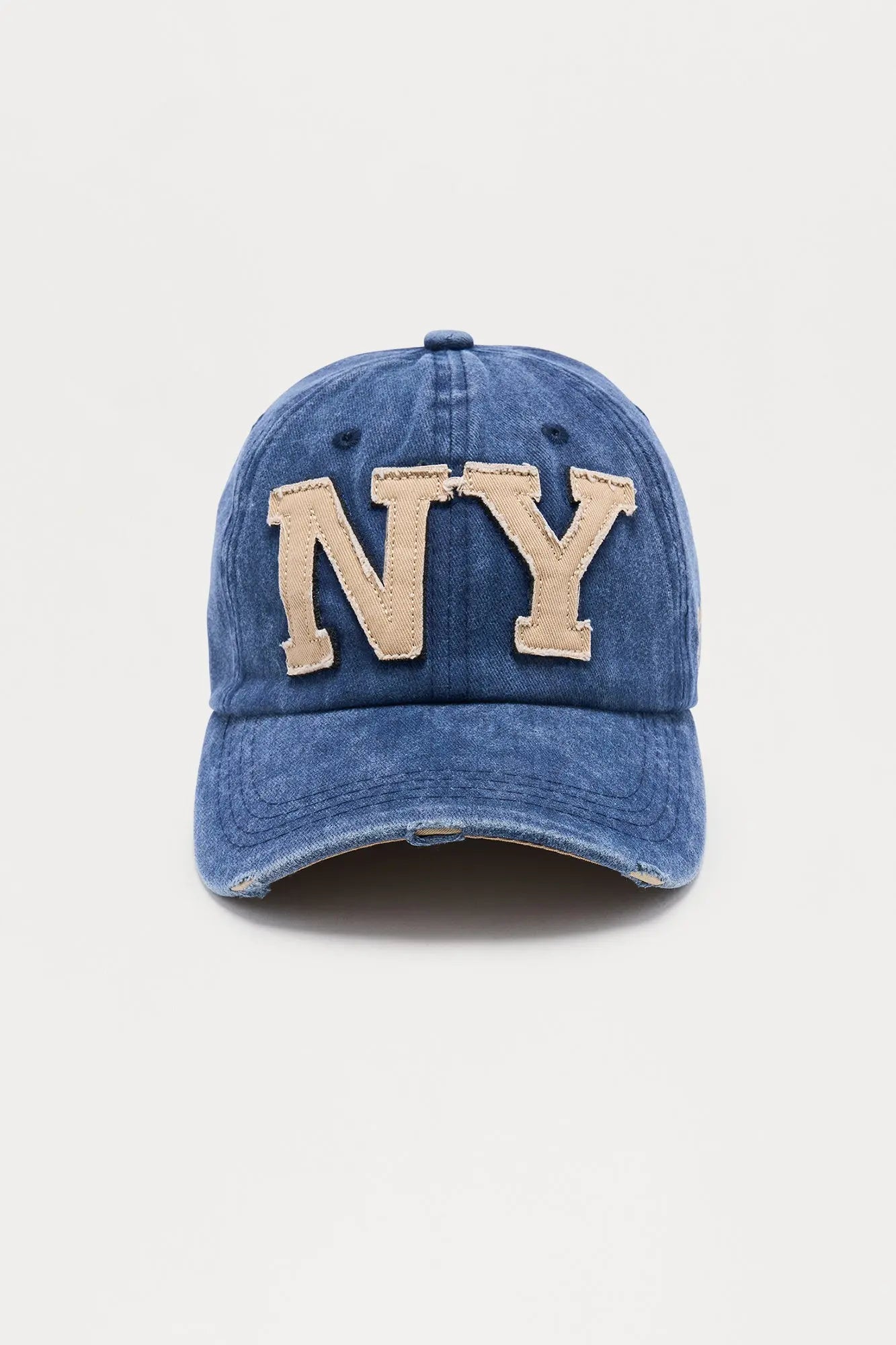 NY Patchwork Washed Baseball Hat - Navy