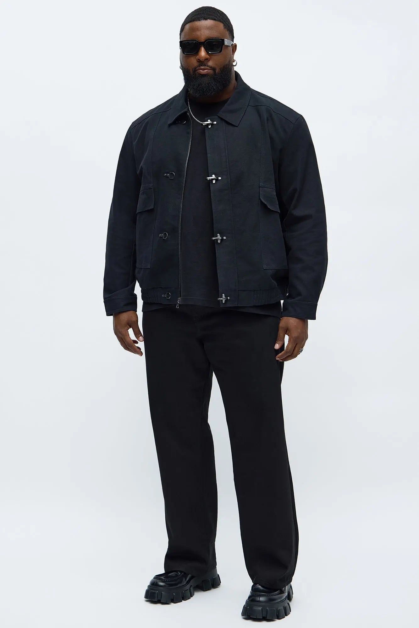 Relaxed Canvas Fireman Clasp Jacket - Black Wash